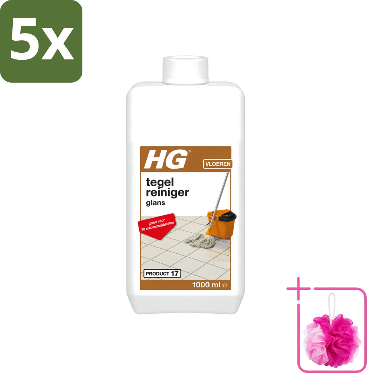 5 x HG - Vloeren - Tegelreiniger Glans - Biologisch Afbreekbaar - 1L - Bulkverpakking - Tegelreiniger - Douchemop - Glans herstellen