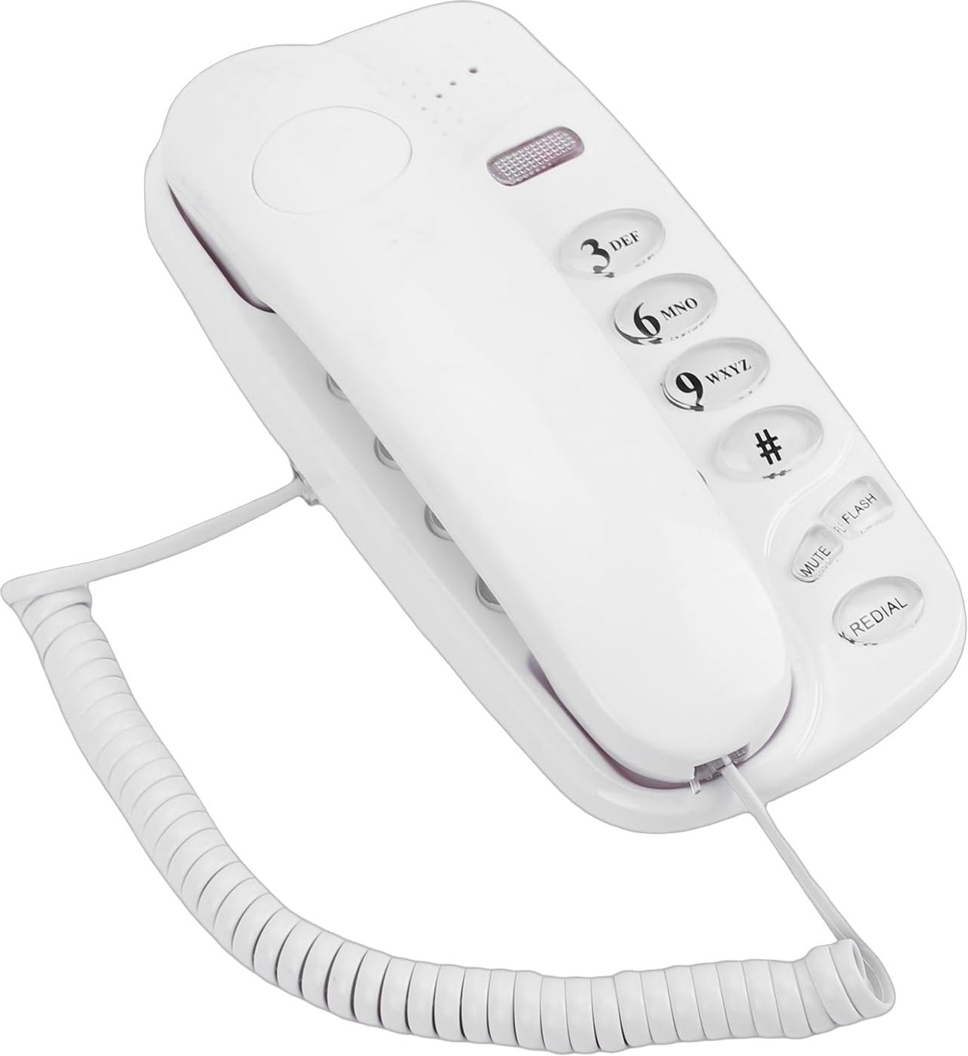Telefoon met Snoer, aan de Muur Monteerbare Telefoon Opnieuw Kiezen, Dempmodus, 3 Beltonen, Audiopuls Schakelbaar, Laatste Nummer Opnieuw Kiezen, Bescherming voor (Wit)