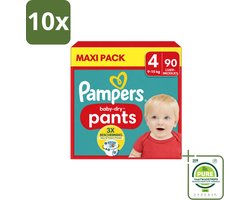10 x Pampers – Luierbroekjes – Baby Dry Pants Maat 4 – 90 Luiers - Grootverpakking - Vaatwasstrips - Baby Luier - Luierbroek - Droge Luier - Luier Voor Baby - Luier Voor Kind