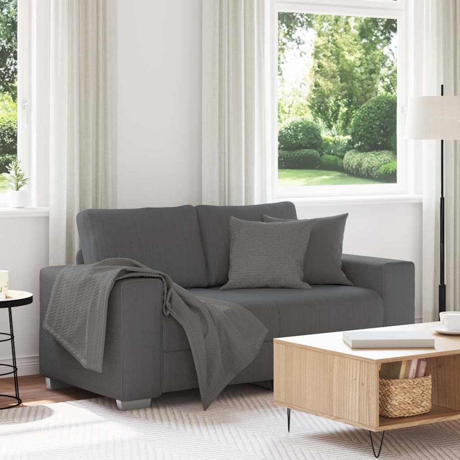 Bank, corduroy en hout, comfortabele bank voor woonkamer en slaapkamer, 120 cm, corduroy stof