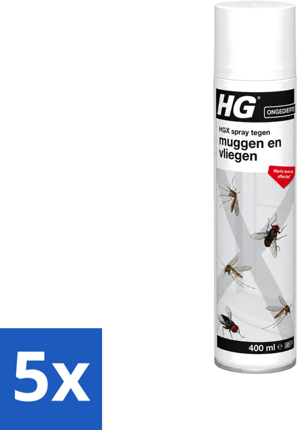 5 x HG X - Spray tegen Muggen & Vliegen - Effectieve Bestrijding - 400 ml - Voordeelverpakking - 5 stuks