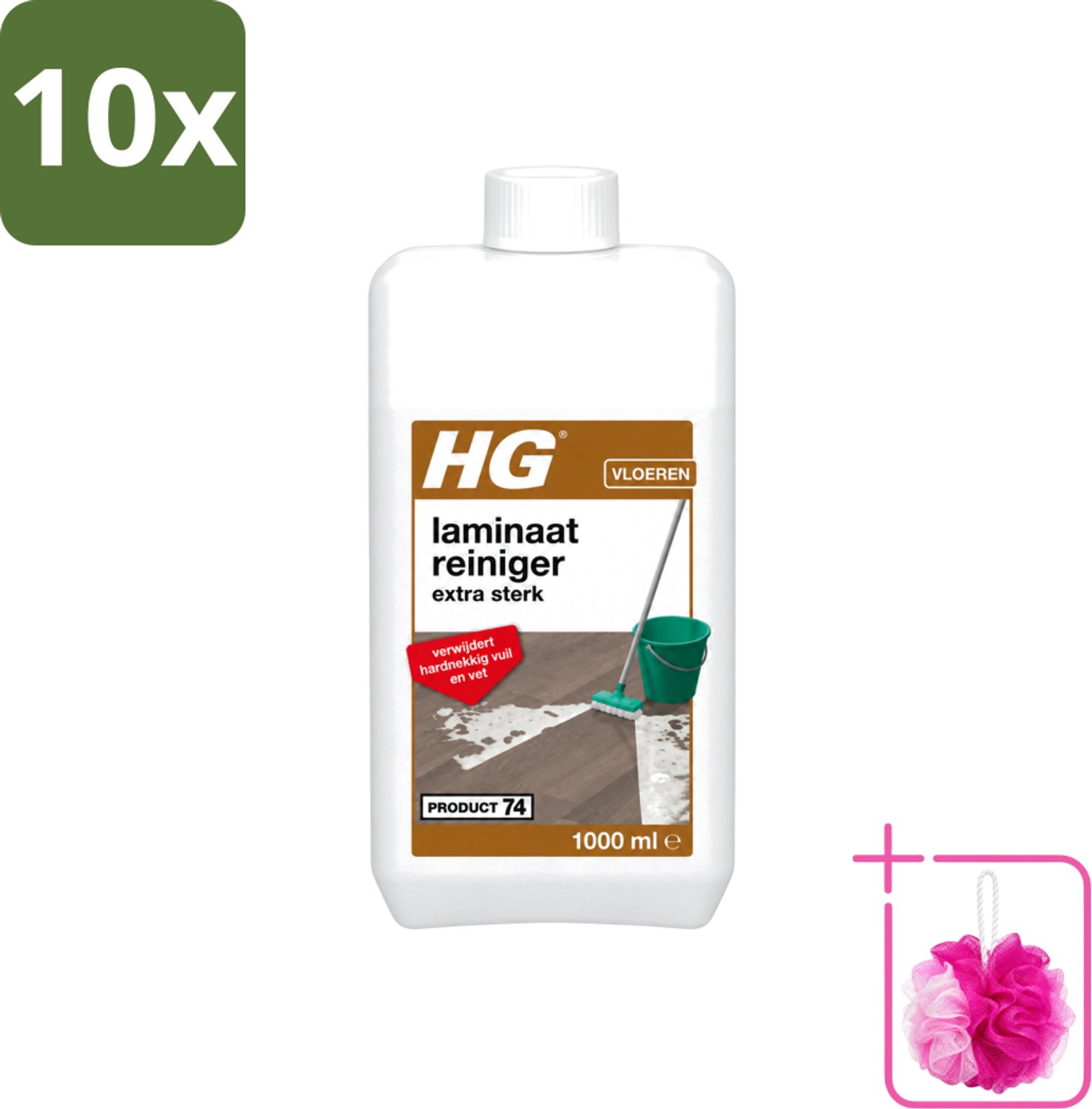 10 x HG - Laminaat, Vinyl & PVC Reiniger - Extra Sterk - Verwijdert Hardnekkig Vuil & Vet - 1L - Bulkverpakking - Laminaatreiniger - Douchemop - Laminaat reinigen