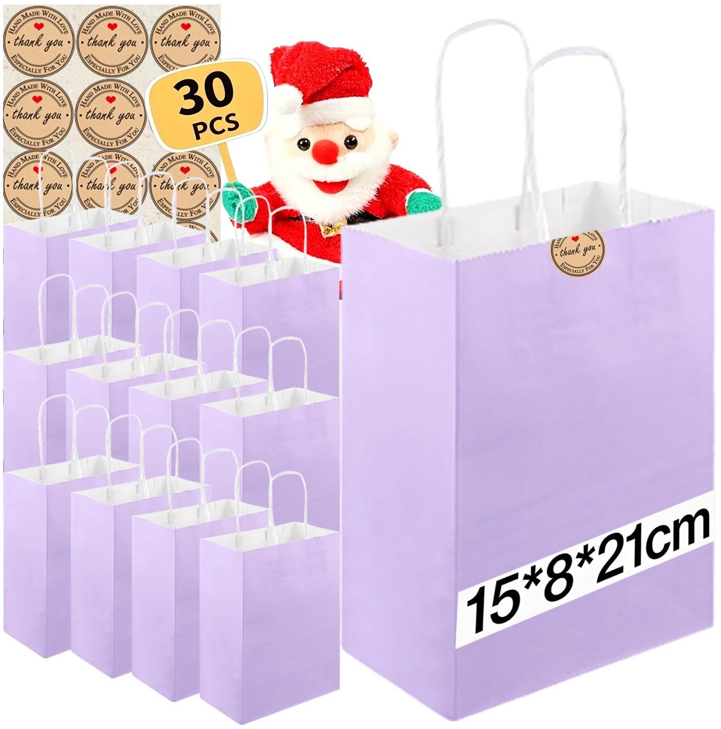 Kraft Papieren Geschenkzakjes met Handvat, Set van 30