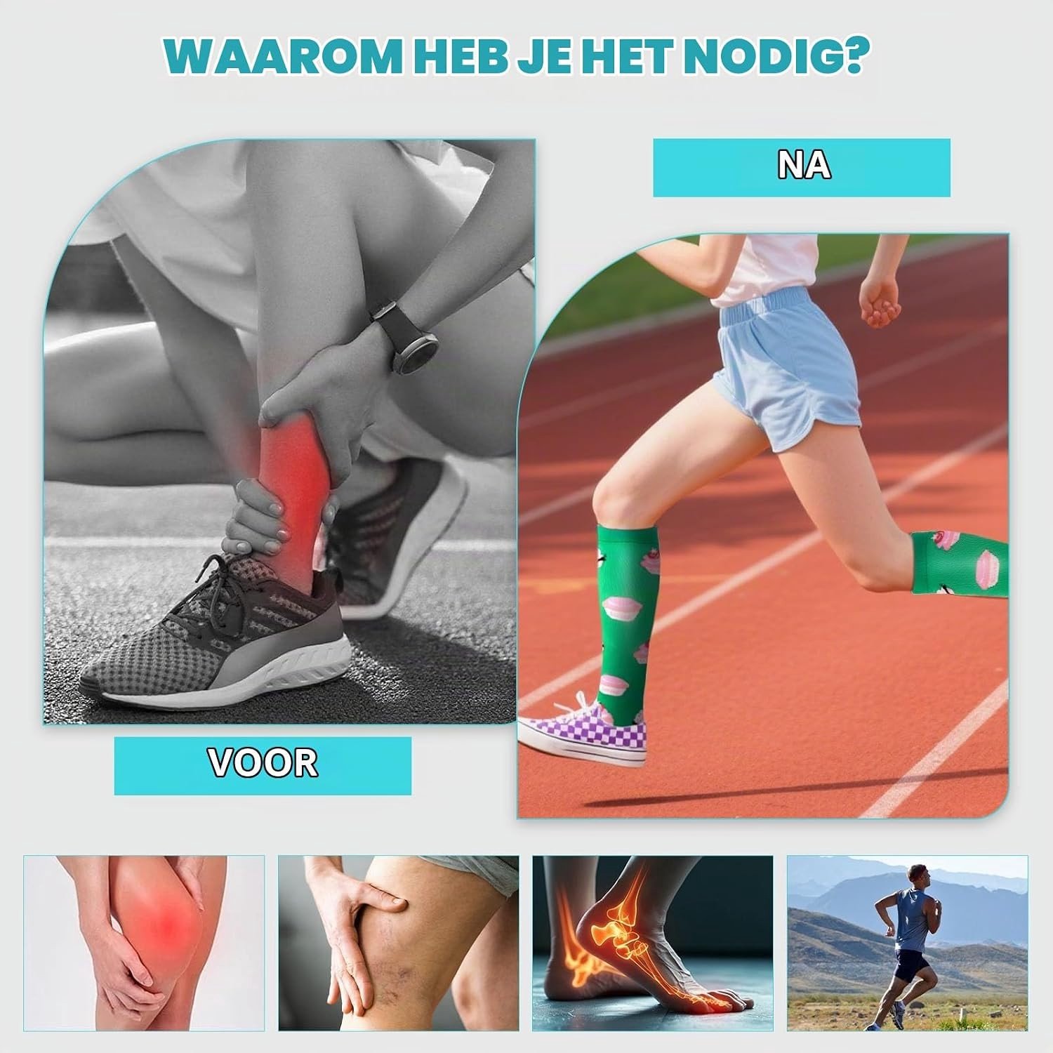 Dames Compressiekousen voor Sport, Vliegen, Hardlopen en Reizen - 3 Paar voor Optimale Ondersteuning
