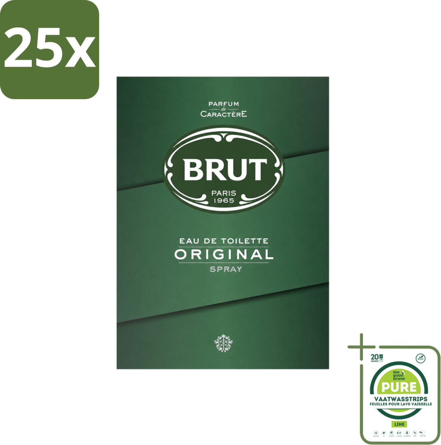 25 x Brut – Eau de Toilette – Original – 100 ml - Grootverpakking - Vaatwasstrips - Brut Original - Eau De Toilette - Geur - Parfum - Lavendel