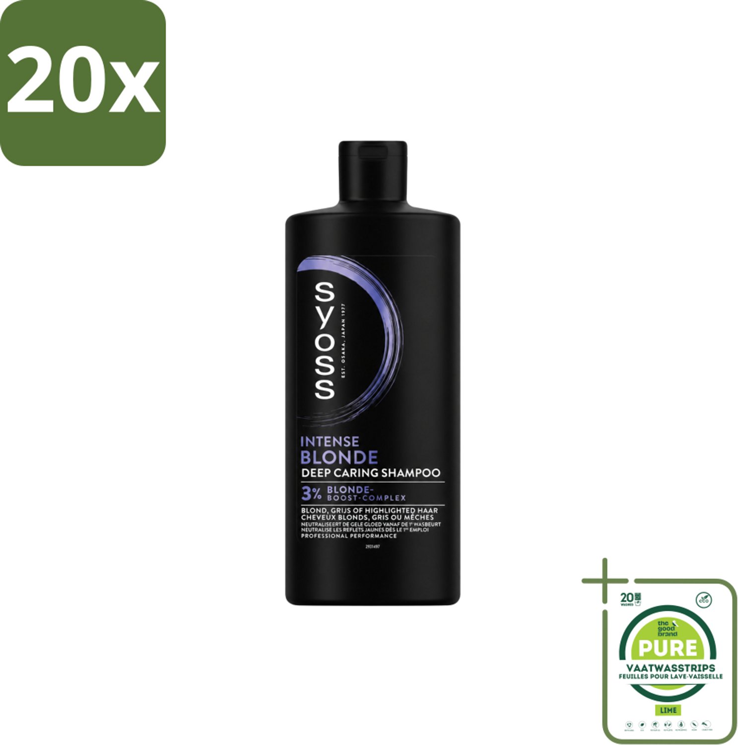 20 x Syoss – Shampoo – Blonde – 440 ml - Grootverpakking - Vaatwasstrips - Blond Haar - Koel Blond - Gele Ondertoon - Kleurintensiteit - Haar Verzorging
