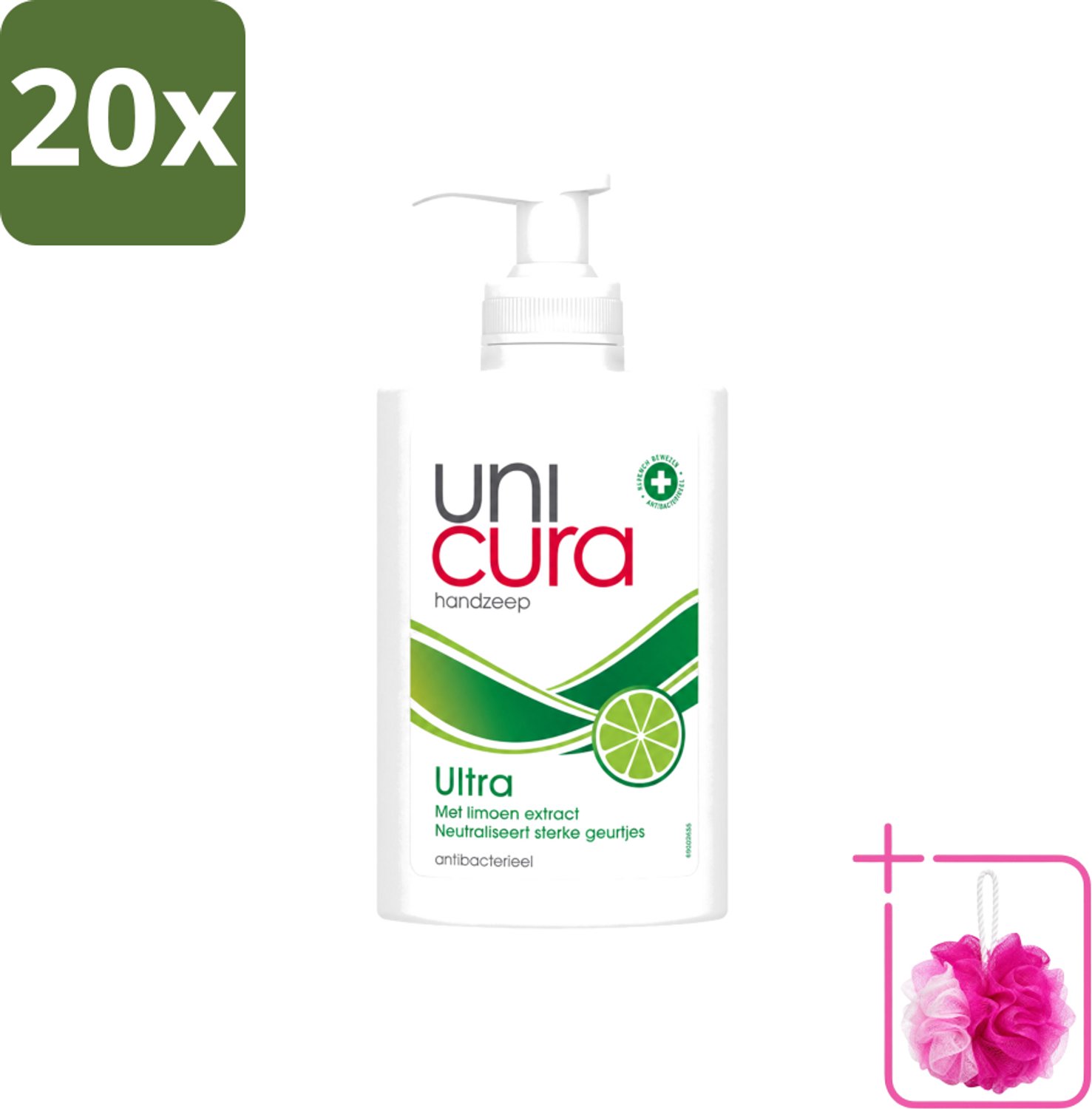 20 x Unicura - Vloeibare Zeep Ultra - Verzorgend - 250 ml Pomp - Bulkverpakking - Handzeep - Douchemop - Antibacteriële handzeep