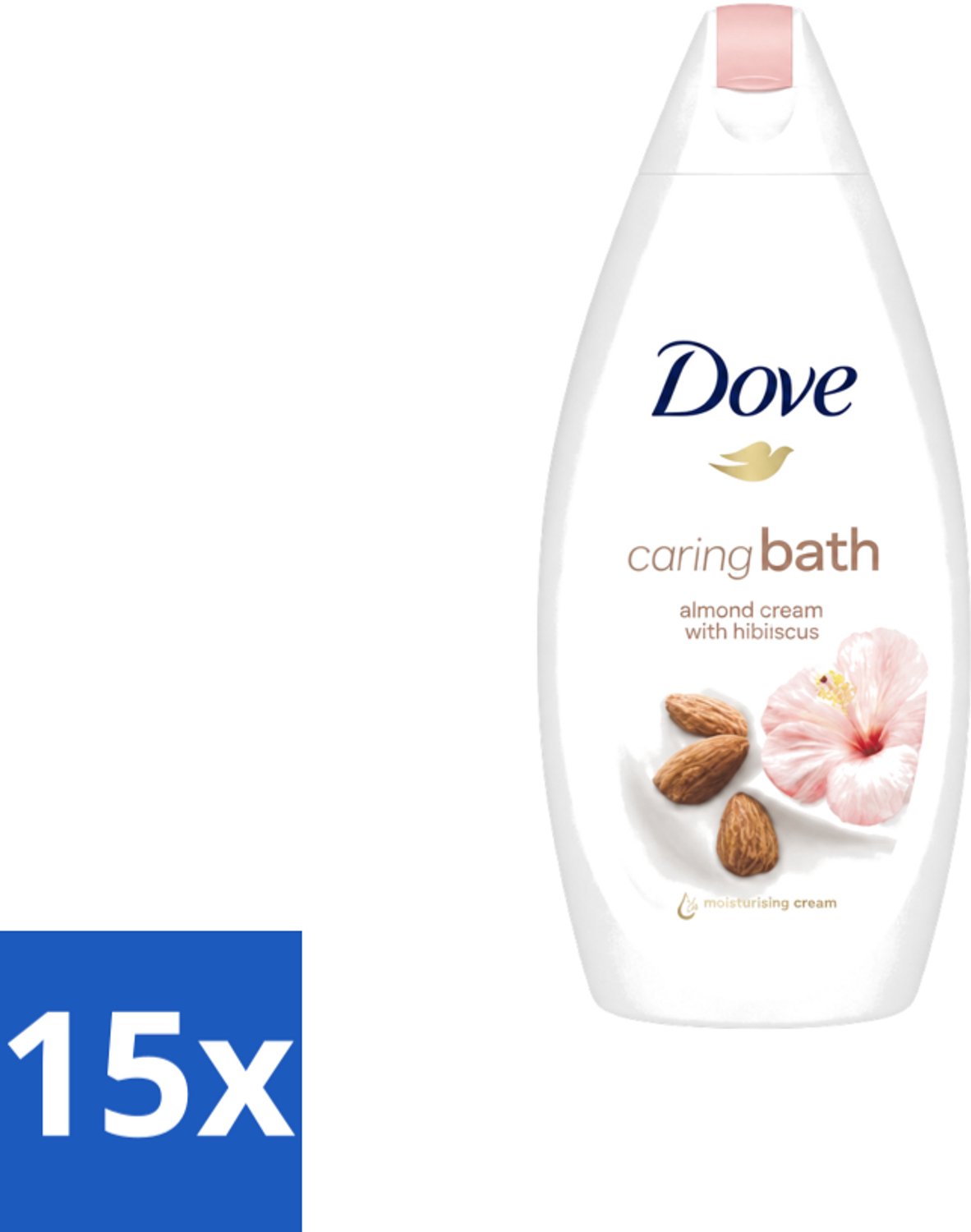 15 x Dove – Badcrème – Caring Bath Almond – 450 ml - Voordeelverpakking - 15 stuks