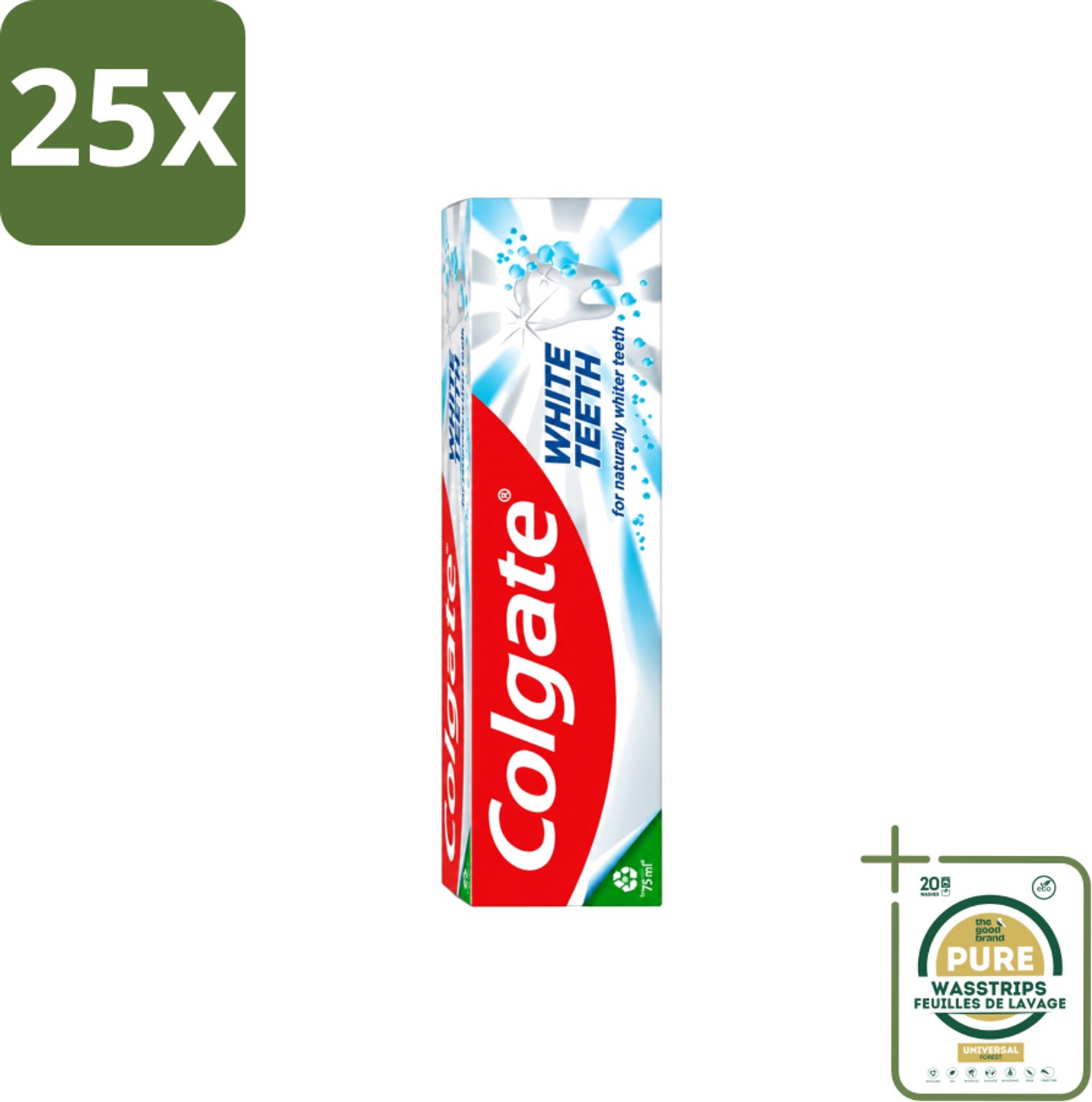 25 x Colgate – Tandpasta – White Teeth – 75 ml - Wasstrips - Wittere Tanden - Tandenborstel - Mondverzorging - Tandpasta - Tanden Reinigen