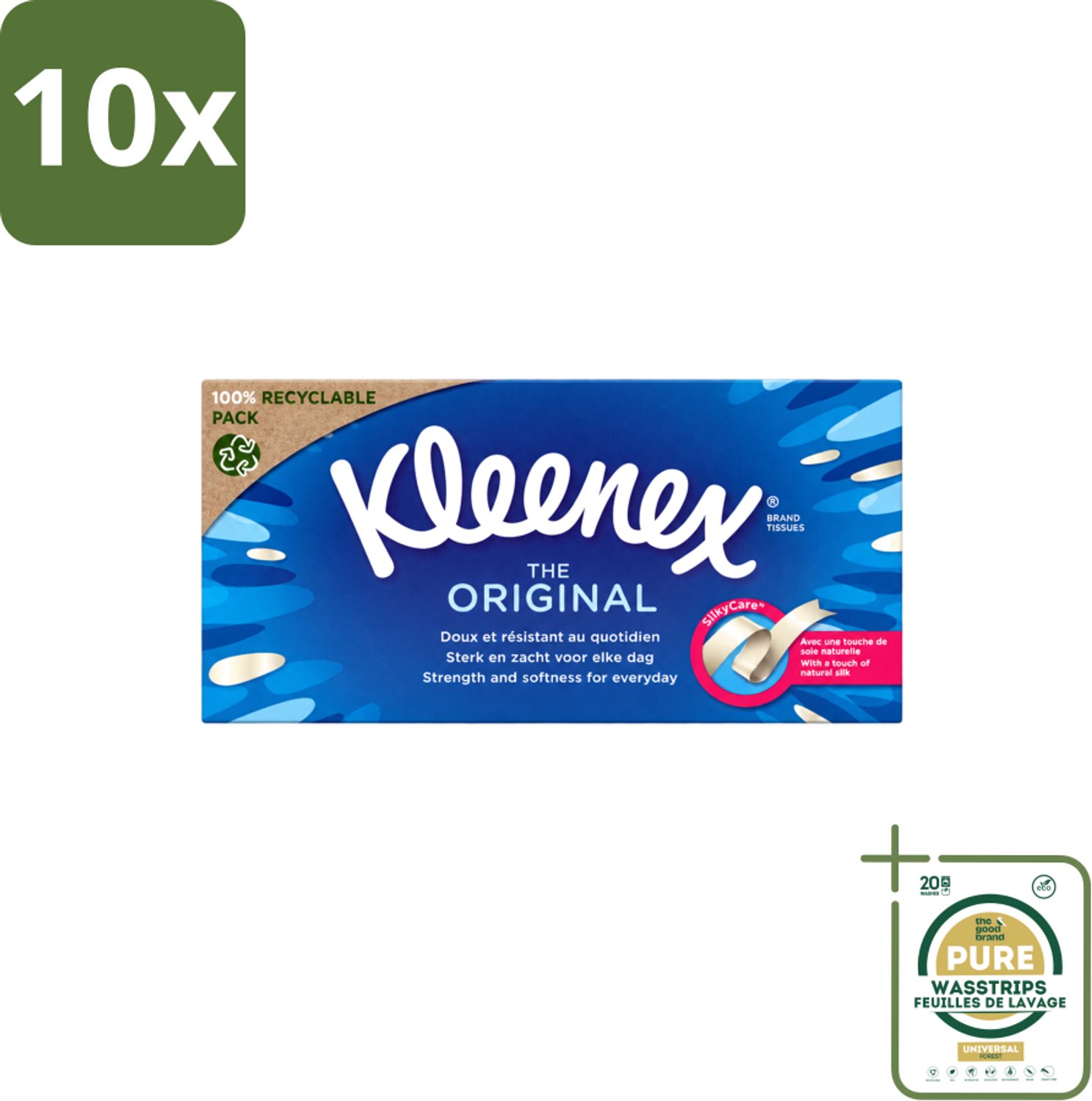 10 x Kleenex - Tissues - The Original - Voor Dagelijks Gebruik - 72 Stuks - Wasstrips - Tissues - Neus Snuiten - Zachte Tissues - Sterkte - Gezin
