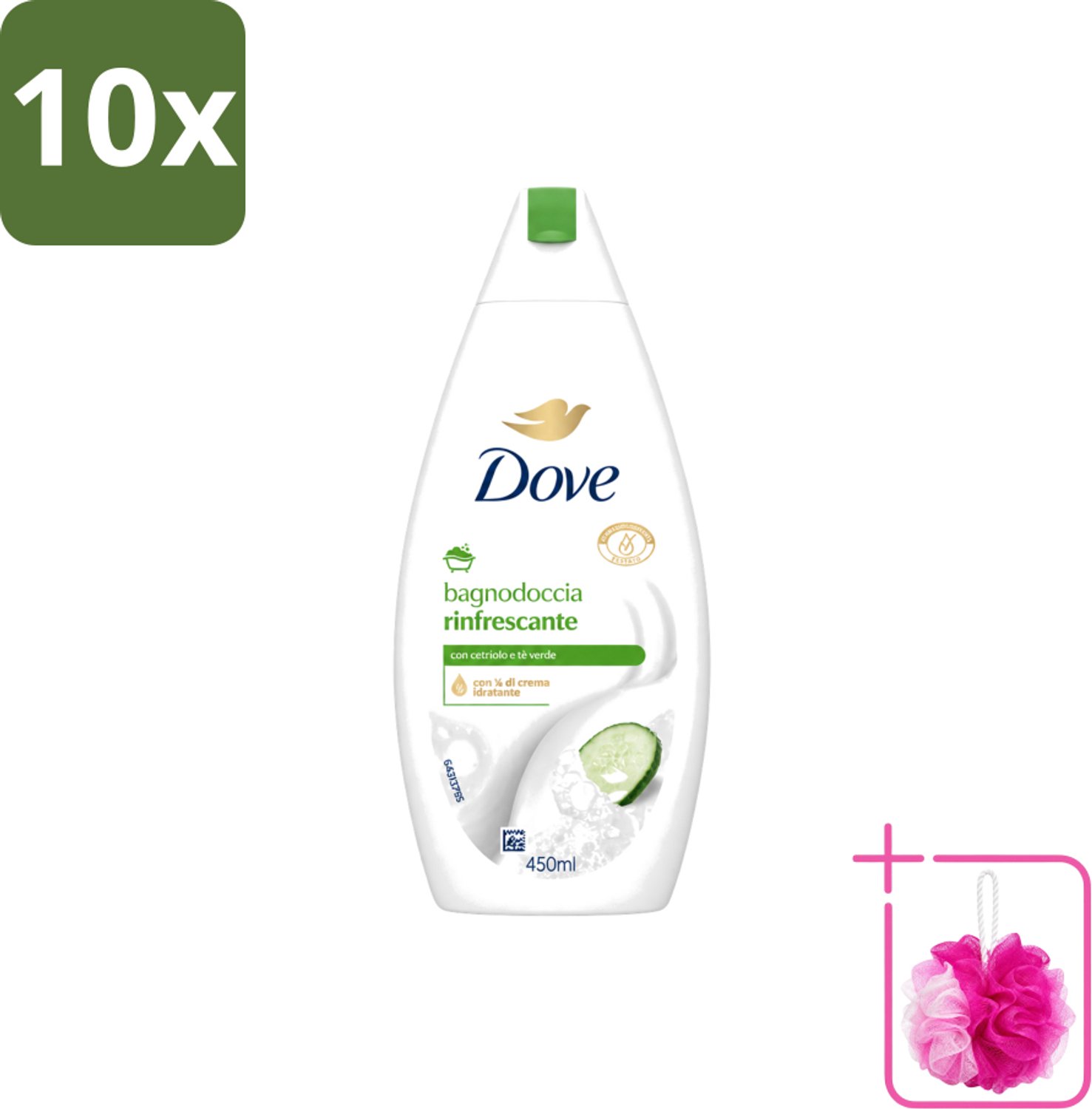 10 x Dove – Douchegel – Refreshing – 450 ml - Bulkverpakking - Douchegel - Douchemop - Frisheid