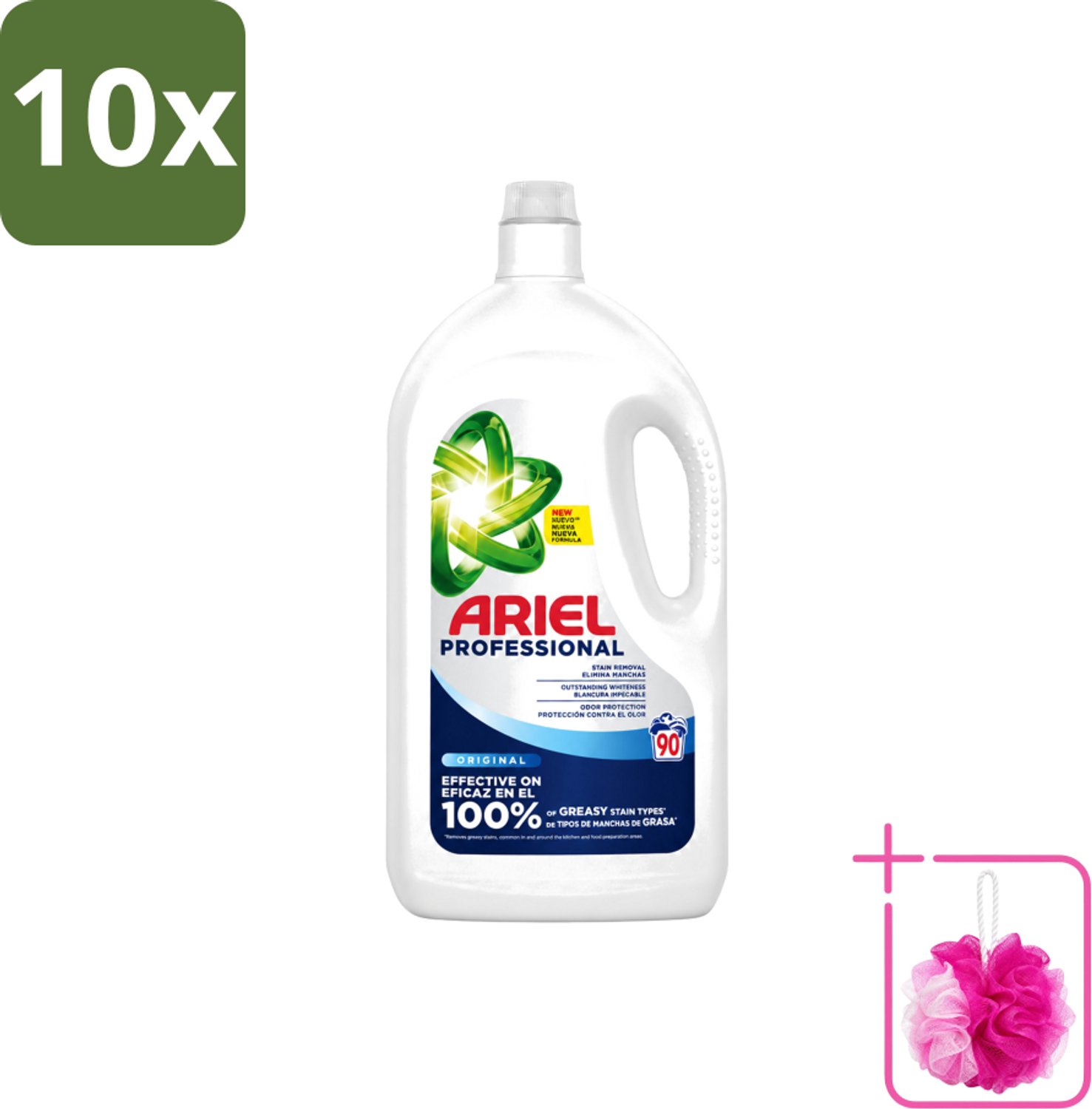 10 x Ariel – Vloeibaar Wasmiddel – Professional Regular - 90 wasbeurten - 4,05 L - Bulkverpakking - Wasmiddel - Douchemop - Witte was