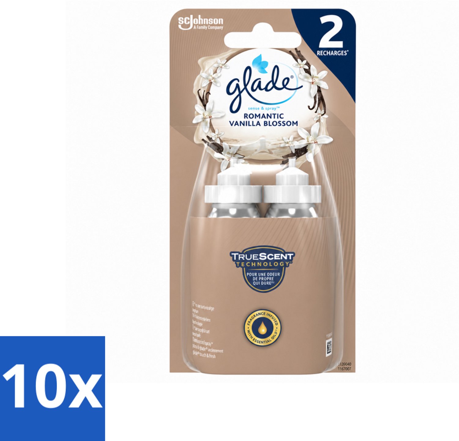 10 x Glade - Sense & Spray - Romantic Vanillebloesem - 2 × 18 ml - Voordeelverpakking - 10 stuks