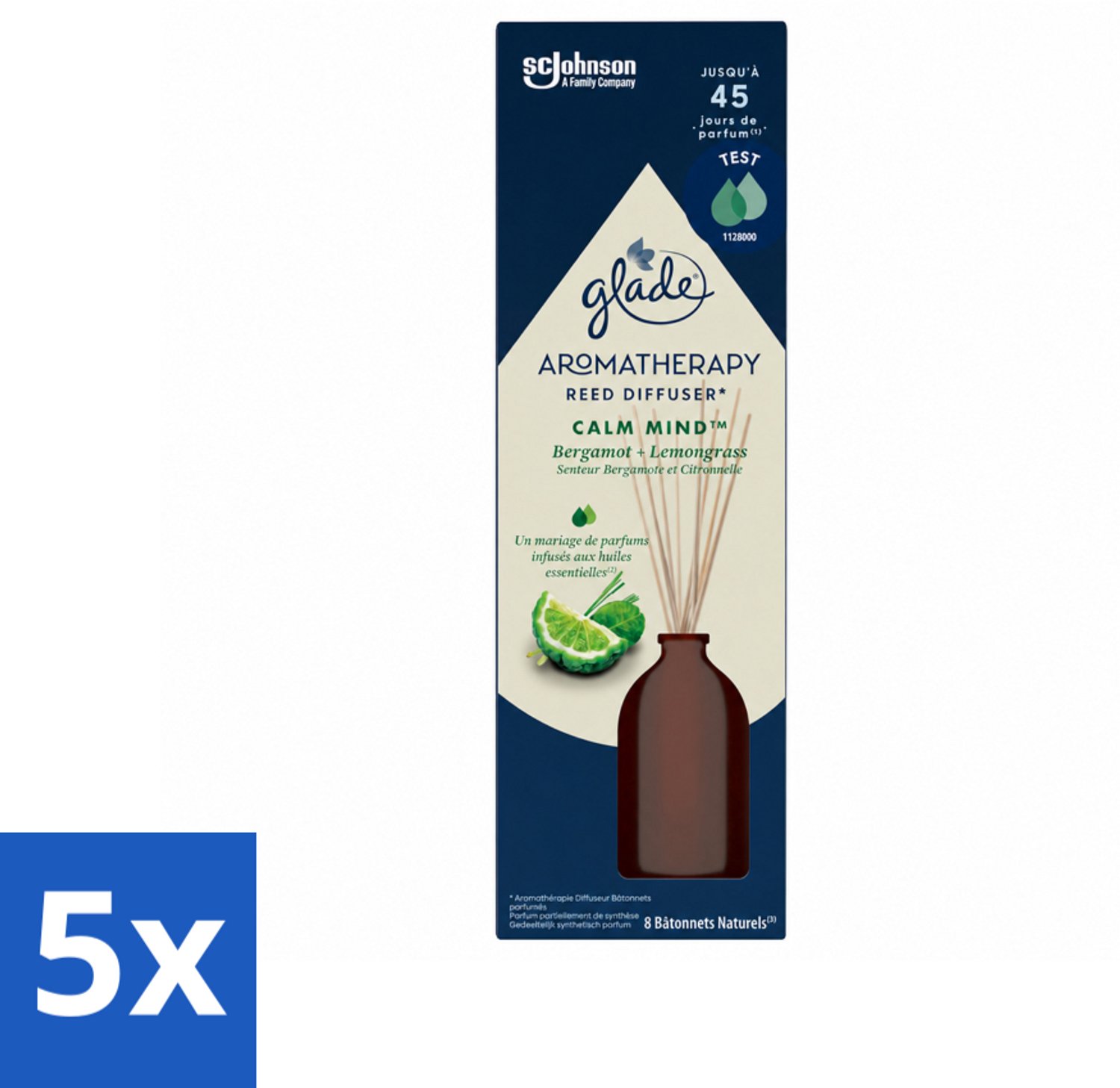 5 x Glade - Geurstokjes Calm Mind - Aromatherapie Geurverspreiding - 80 ml - Voordeelverpakking - 5 stuks