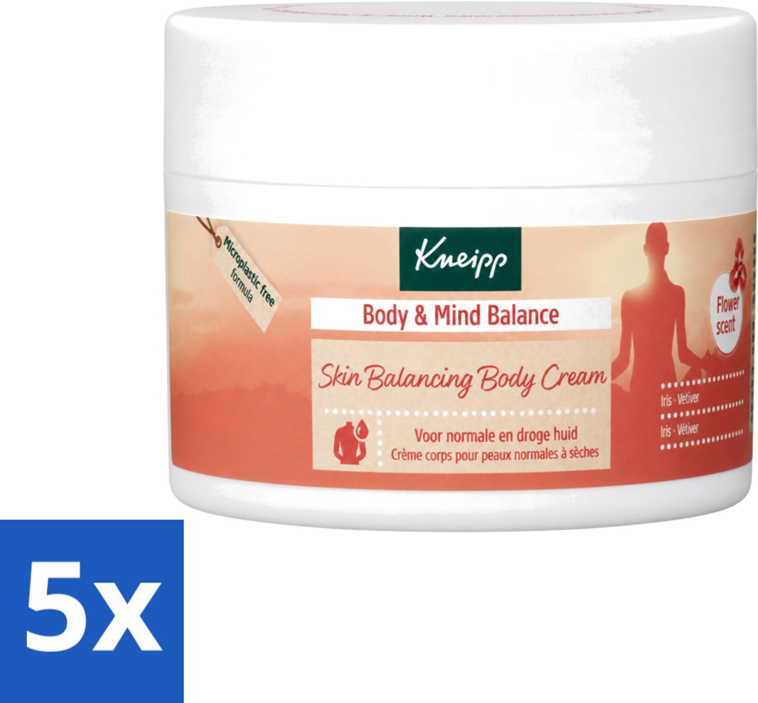5 x Kneipp - Body crème - Body & Mind Balance - Iris & Vetiver - 200 ml - Voordeelverpakking - 5 stuks