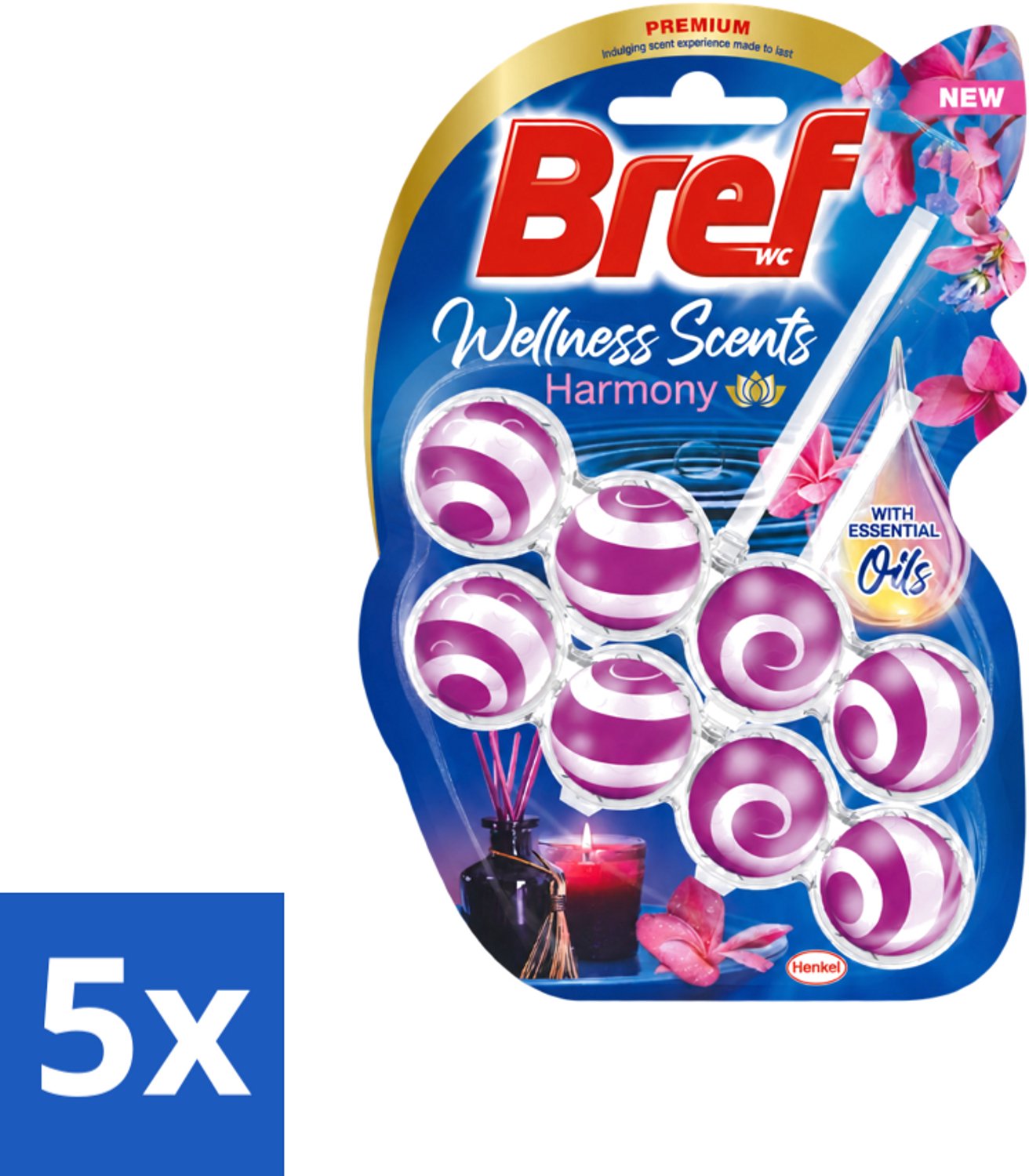 5 x Bref Wellness Scents Harmony - Toiletblok - Verzorgende Geur - 2 Toiletblokjes - Voordeelverpakking - 5 stuks
