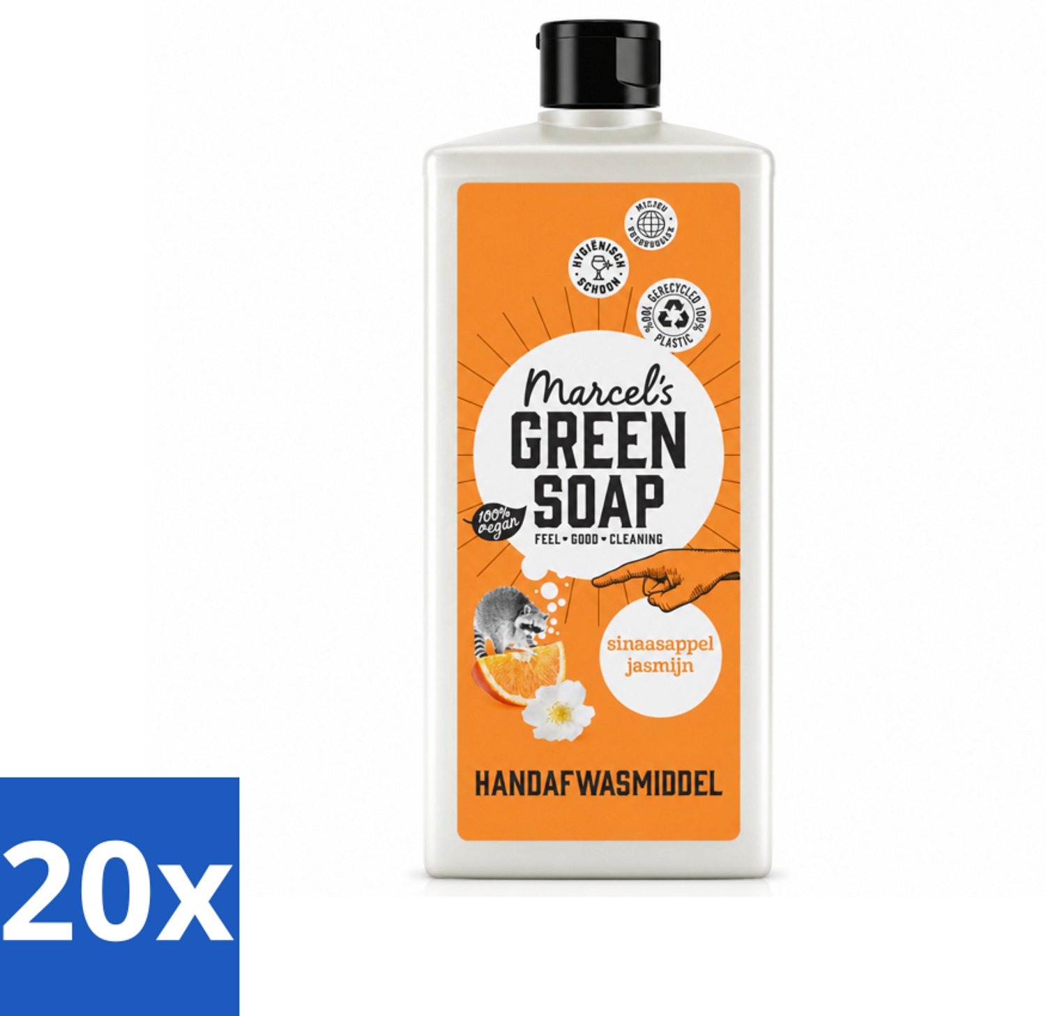 20 x Marcel's Green Soap - Afwasmiddel - Sinaasappel & Jasmijn - Voor dagelijks gebruik - 500 ml - Voordeelverpakking - 20 stuks