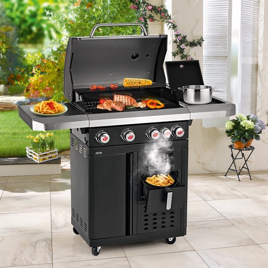 Landmann Fryton 4.1 Gasbarbecue – 3-in-1 Grillen, Bakken & Koken – BBQ met Zijbrander van Landmann — afbeelding 3
