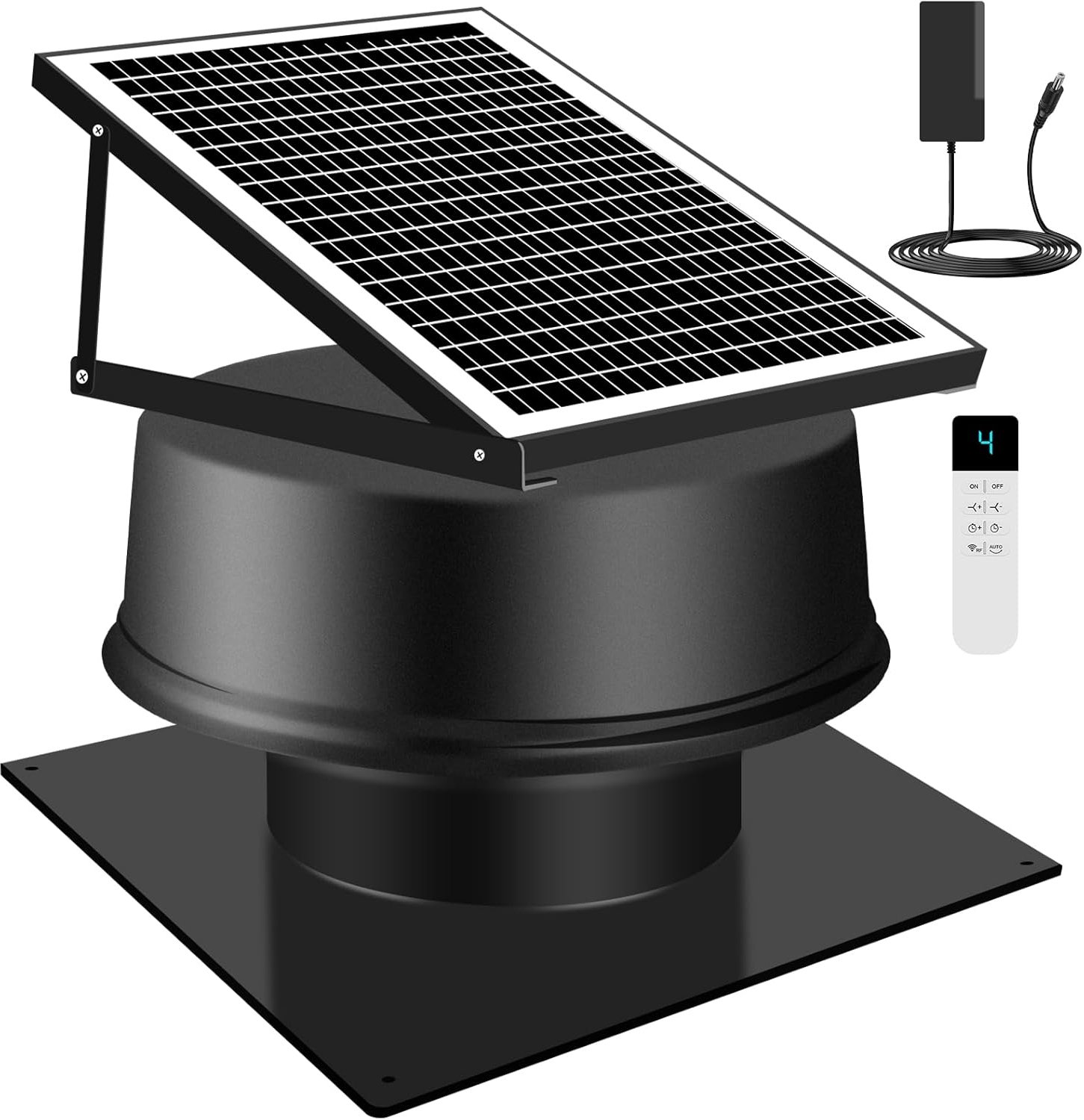 Afvoerventilator op zonne-energie voor zolder in woonhuizen/landgoederen/fabrieken, 35 W, 1250 CFM, incl. intern. Voeding & afstandsbediening.
