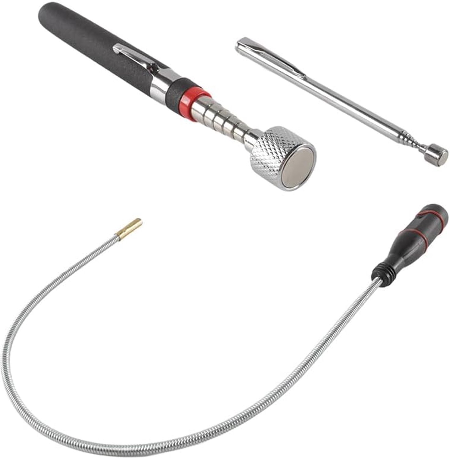 3 stuks telescopische magnetische oppaktool met sterke magnetische punten, met antisliphandgreep voor monteurs, huishoudelijk gebruik, roestvrij staal