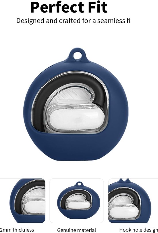 Hoes voor soundcore V40i by Anker open-ear hoofdtelefoon - schokbestendig, waterdicht, zacht en duurzaam, met koord, sleutelhanger en reinigingstool, blauw — afbeelding 4