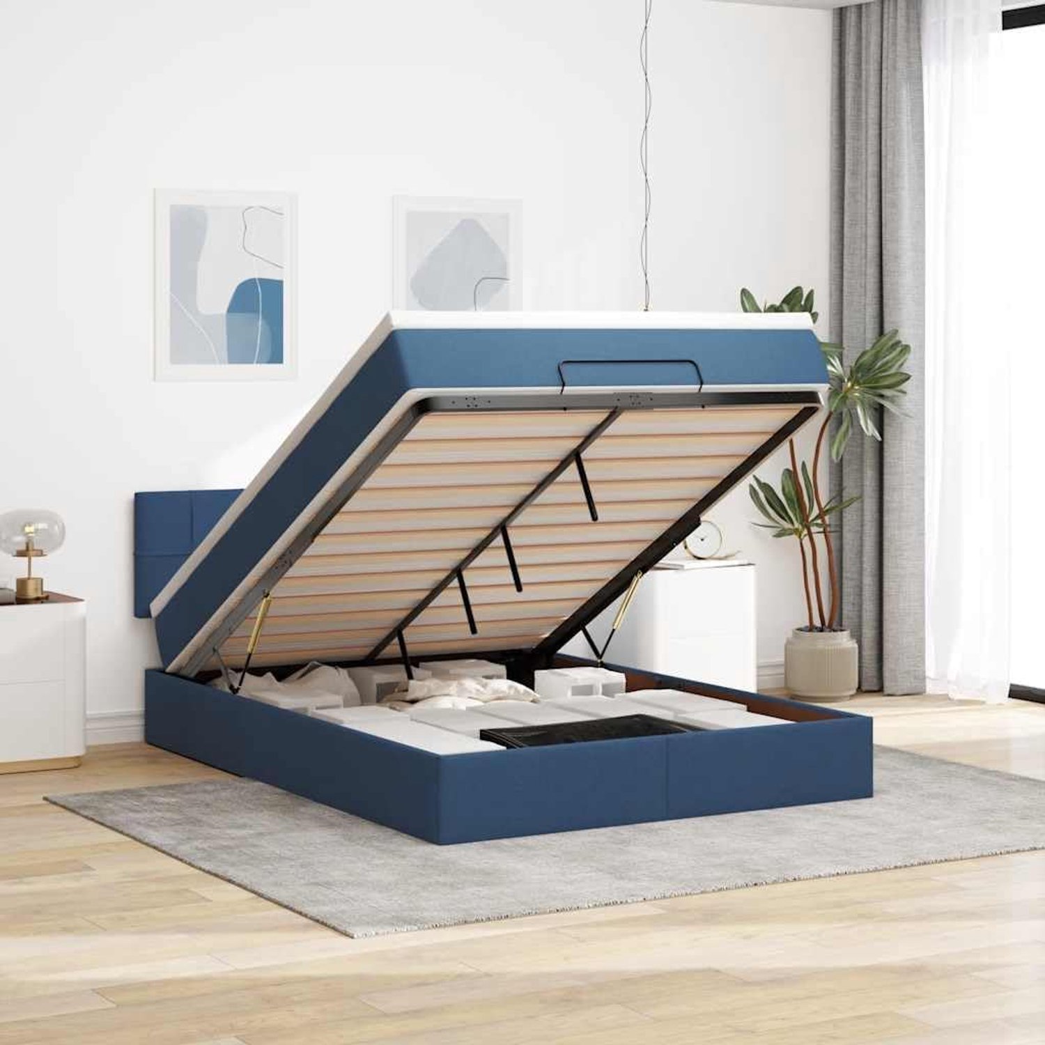 Opbergbed Pocketveringmatras Blauw 140x190 cm