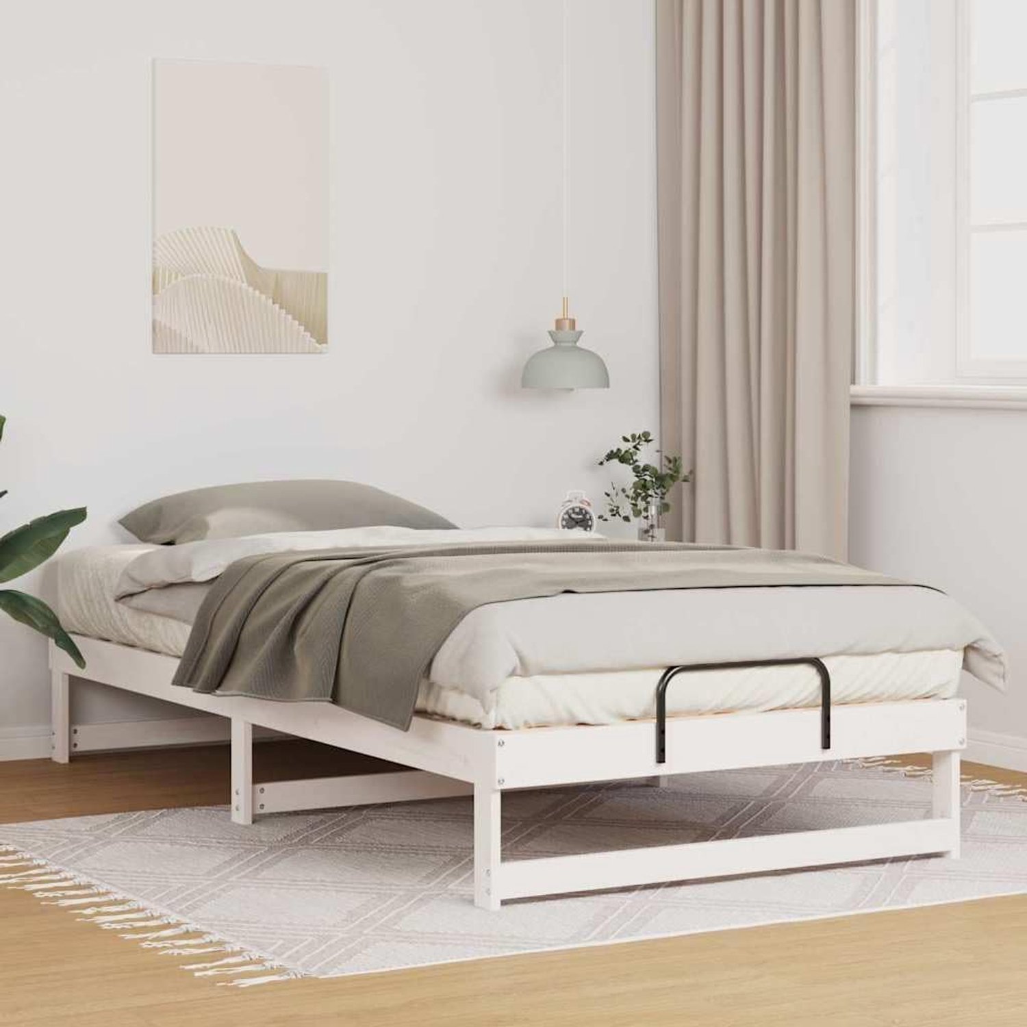 Grenenhout platformbed modern design Wit 100 x 200 cm