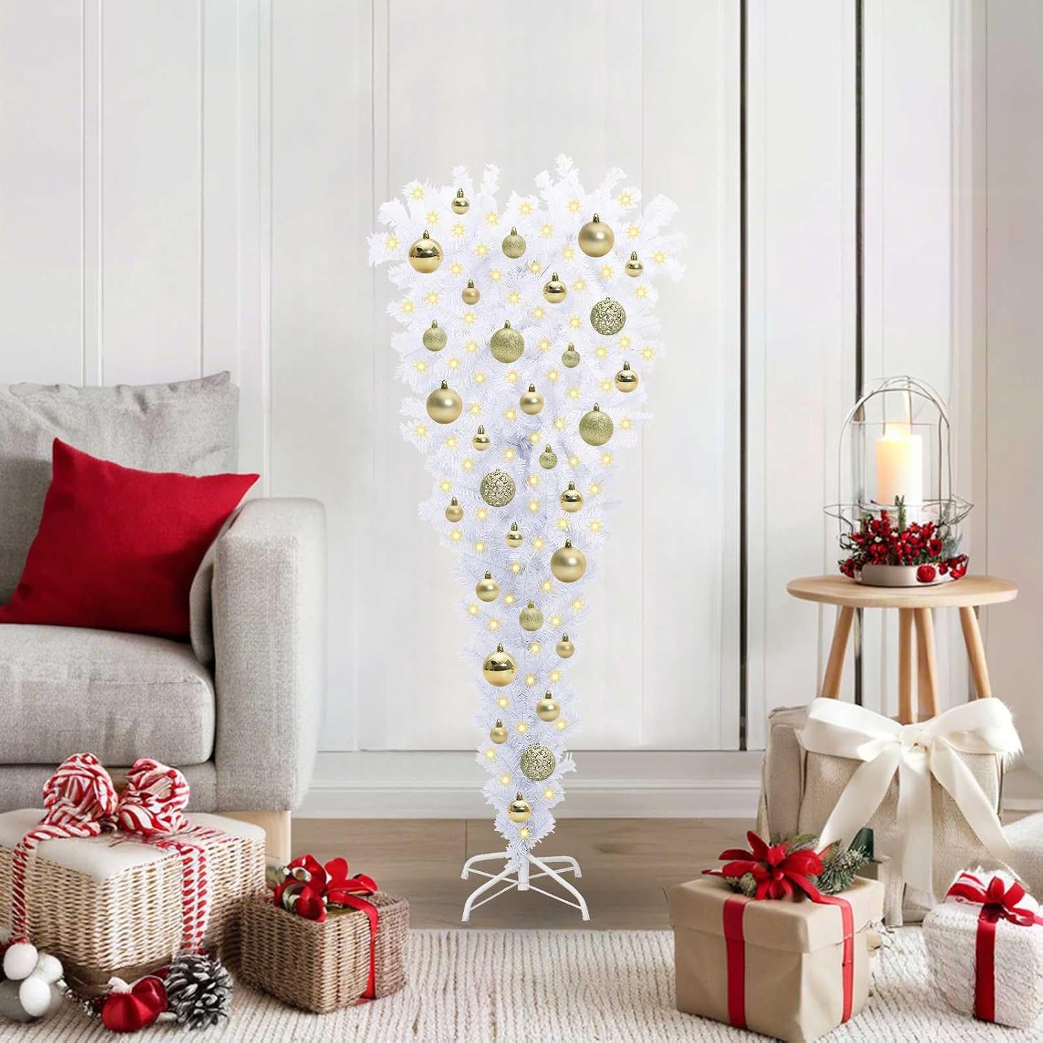Kunstkerstboom, 120 cm, witte dennenboom, inclusief