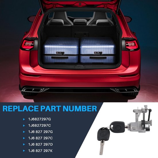 Achterklepslot met 2 sleutels - Vervanging voor Golf IV/Lupo/Arosa - OEM-onderdeel 1J6827297G - Kofferbak slot - Schokbestendig ontwerp - Geschikt voor 1997-2004 - Kofferbakslot — afbeelding 2