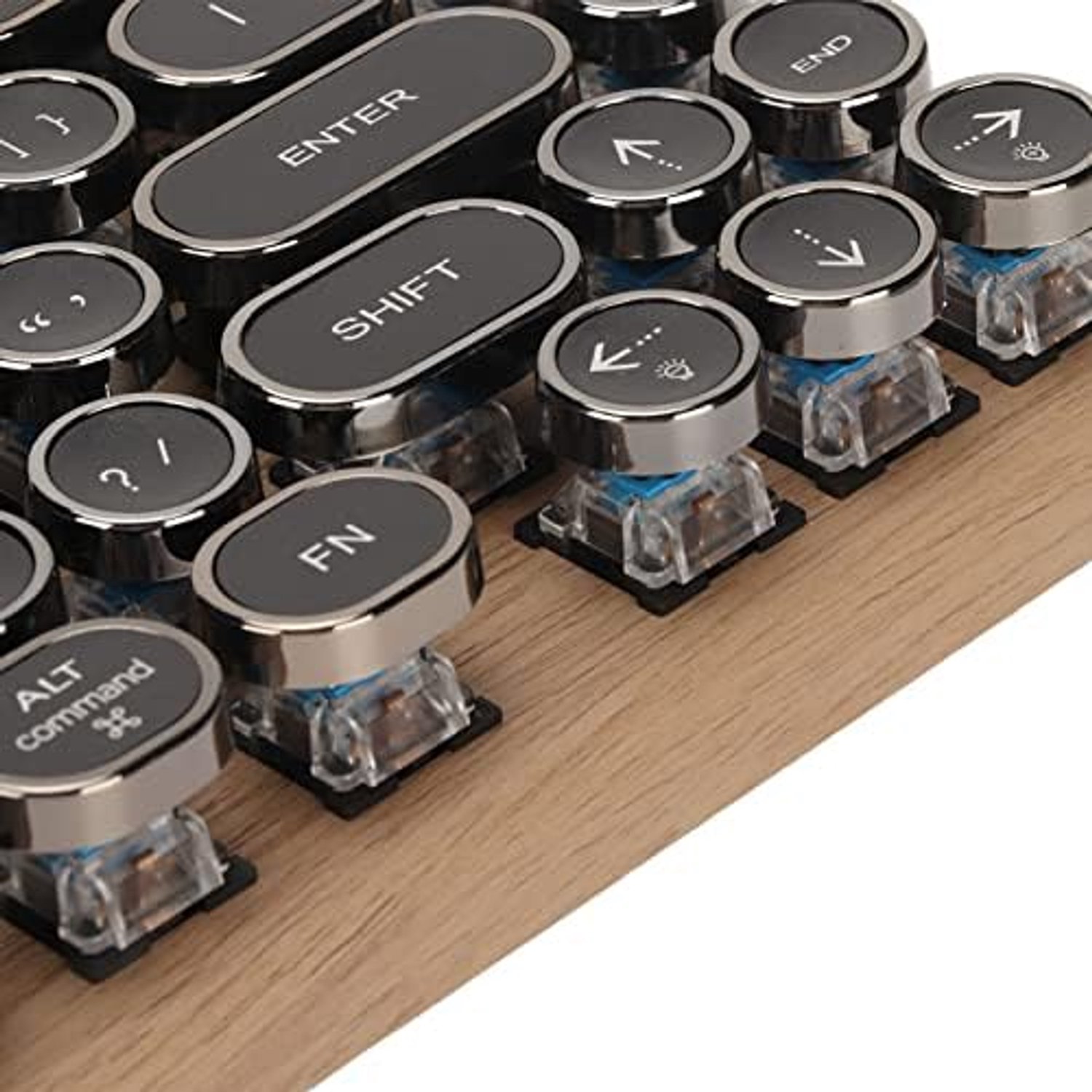 Typemachine Toetsenbord - 83 Toetsen Mechanisch RGB-licht, Bluetooth Draadloos en Bedraad Vintage Punk Ronde Toetsen Voor PC, Laptop, Tablet, Telefoon (Houtnerf Kleur)