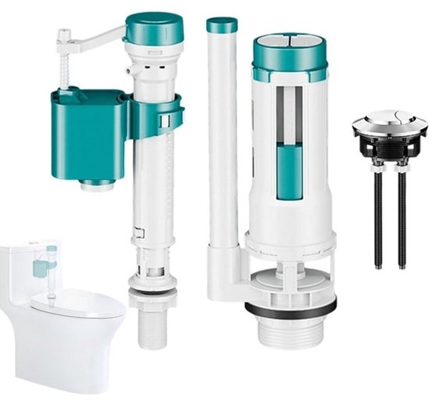 WC-reparatieset - verstelbare set met gemakkelijk te transporteren componenten - reserveonderdelenset voor de installatie van water, badkamer, toilet, huis en huis, voor binnenshuis