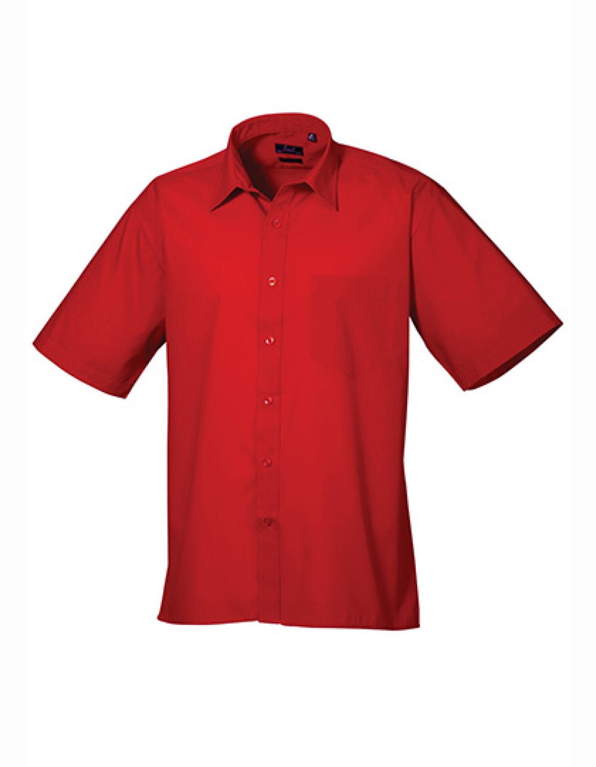 Premier Workwear - Men´s Poplin Short Sleeve Shirt - Red - 38 (15)