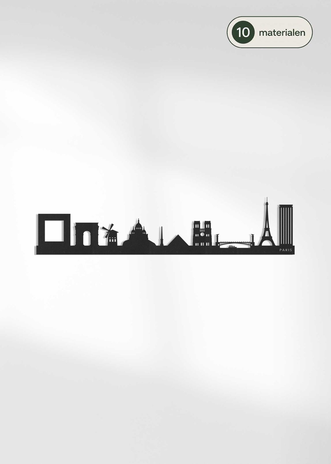 Houten Skyline Parijs | Wanddecoratie voor aan de muur | Zwart MDF | 70 x 14 cm