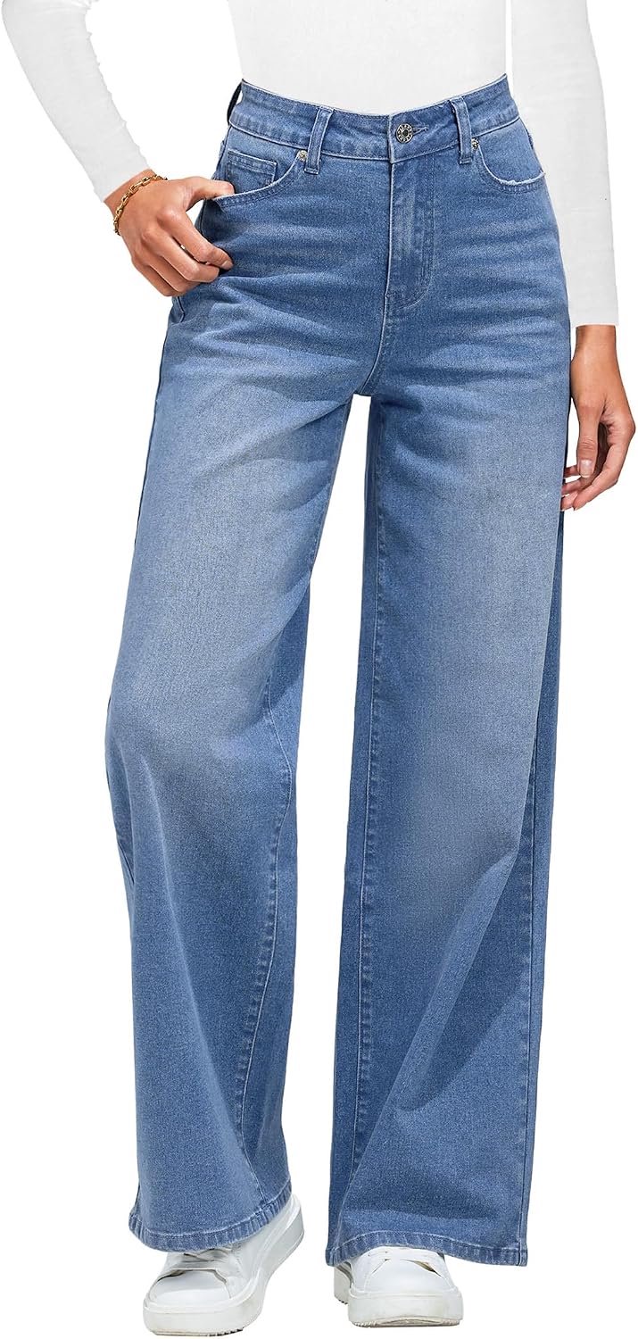 Jeans, hoge taille, stretch denim