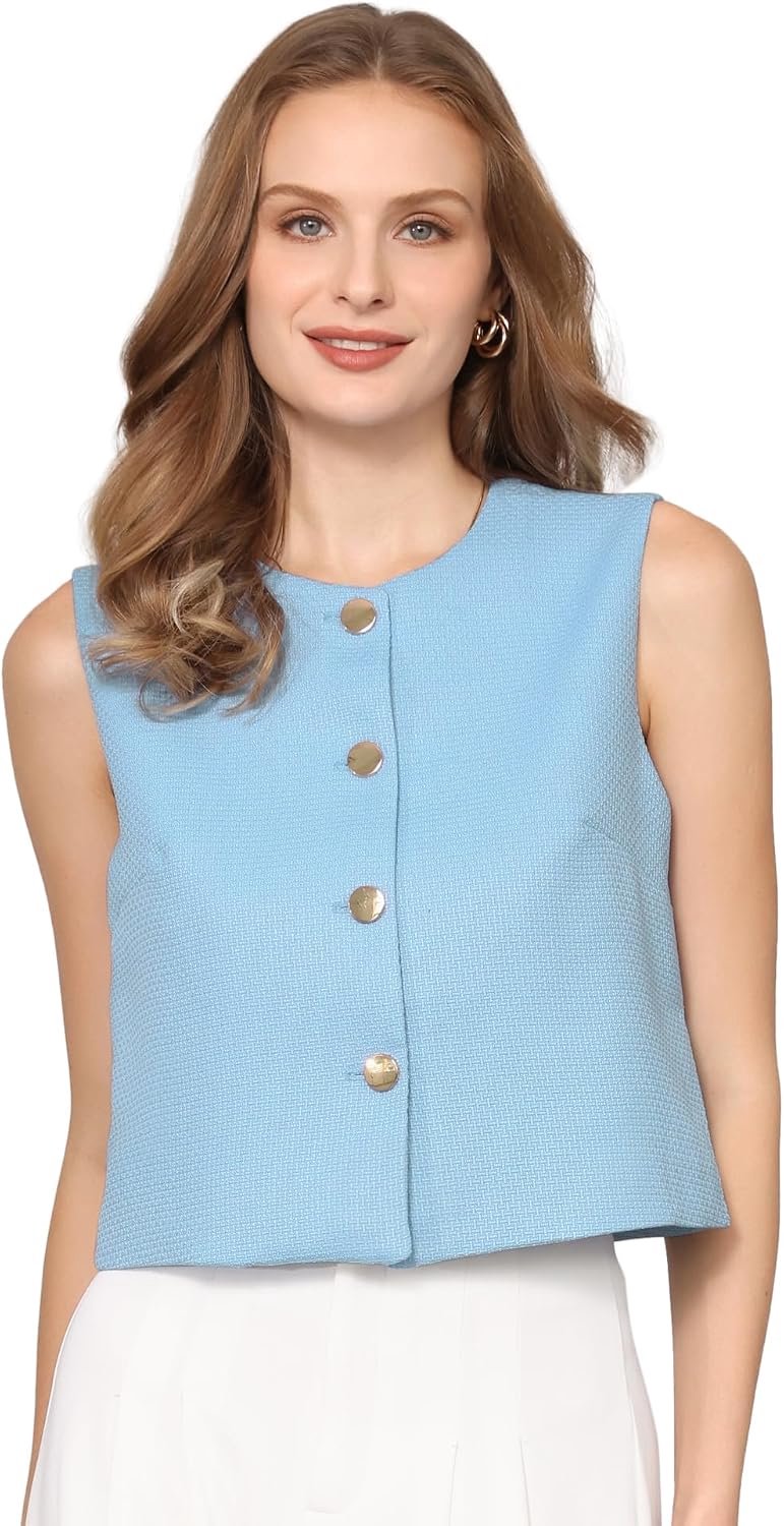 Vest, rondhals, knopen, business casual