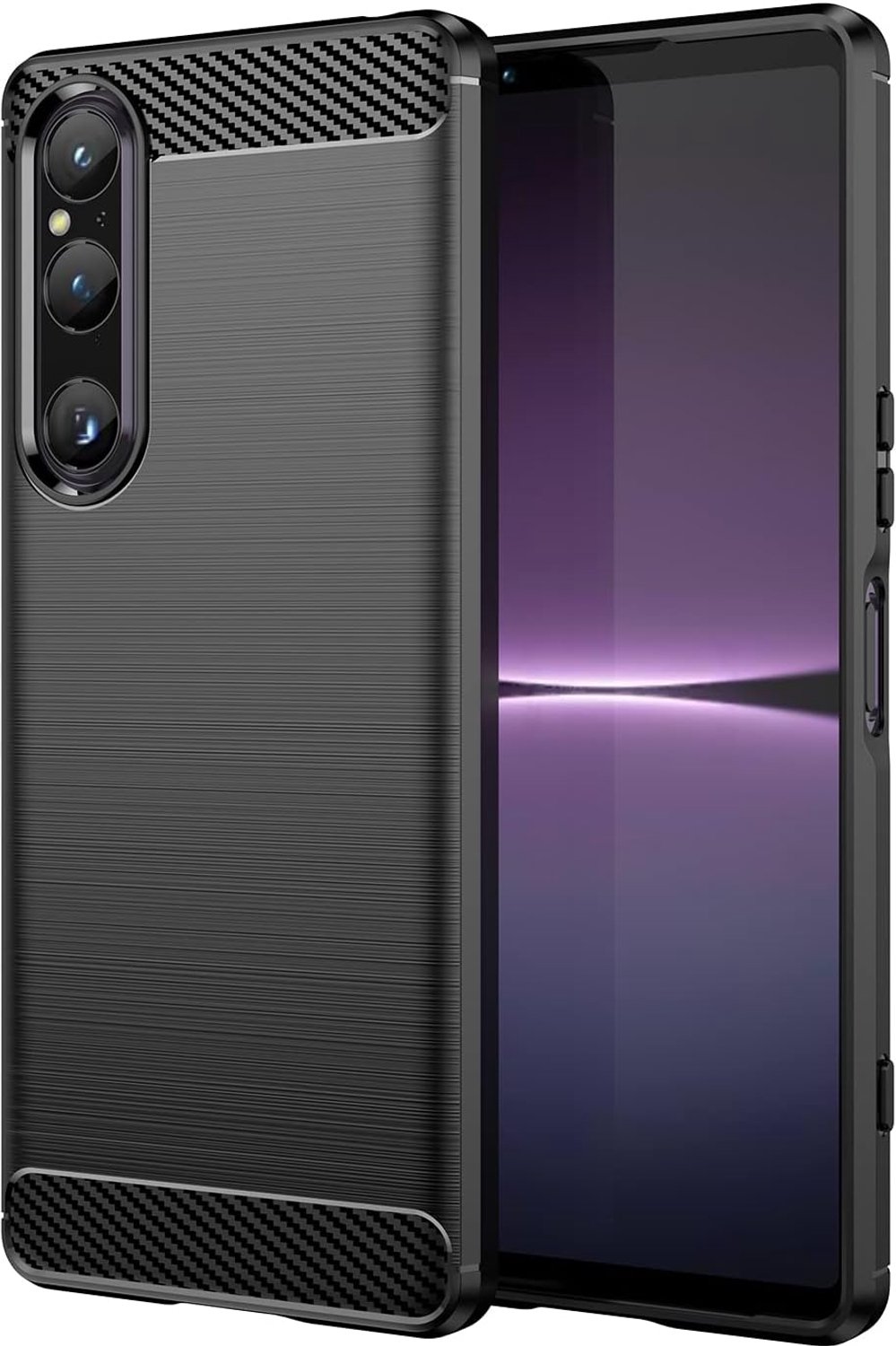 Hulpstuk voor Sony Xperia 1V, slank en stootbestendig hoesje van TPU-rubber, zwart