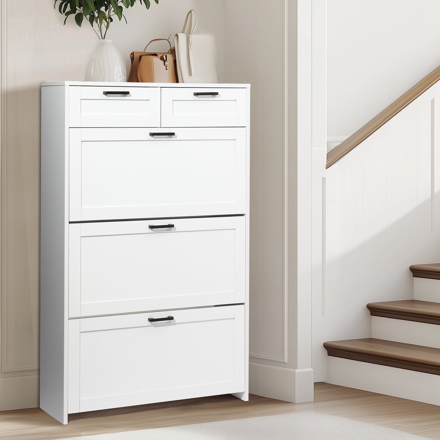 LEADZM Schoenenkast met 3 deuren - Wit - 80 x 24 x 125 cm - met lade