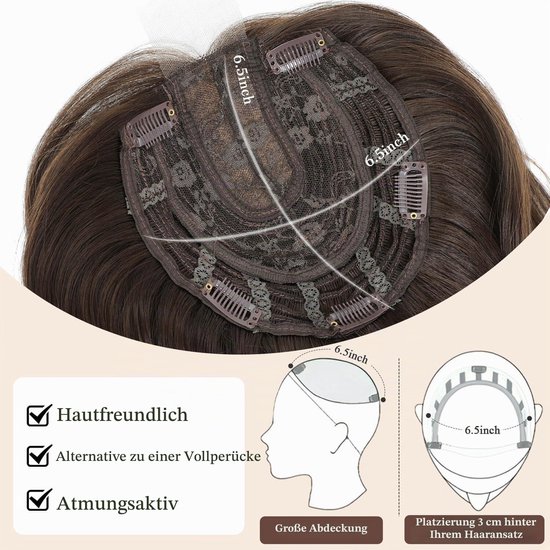 Haartopper, 50 cm, bruinblond met donkere aanzet — afbeelding 4