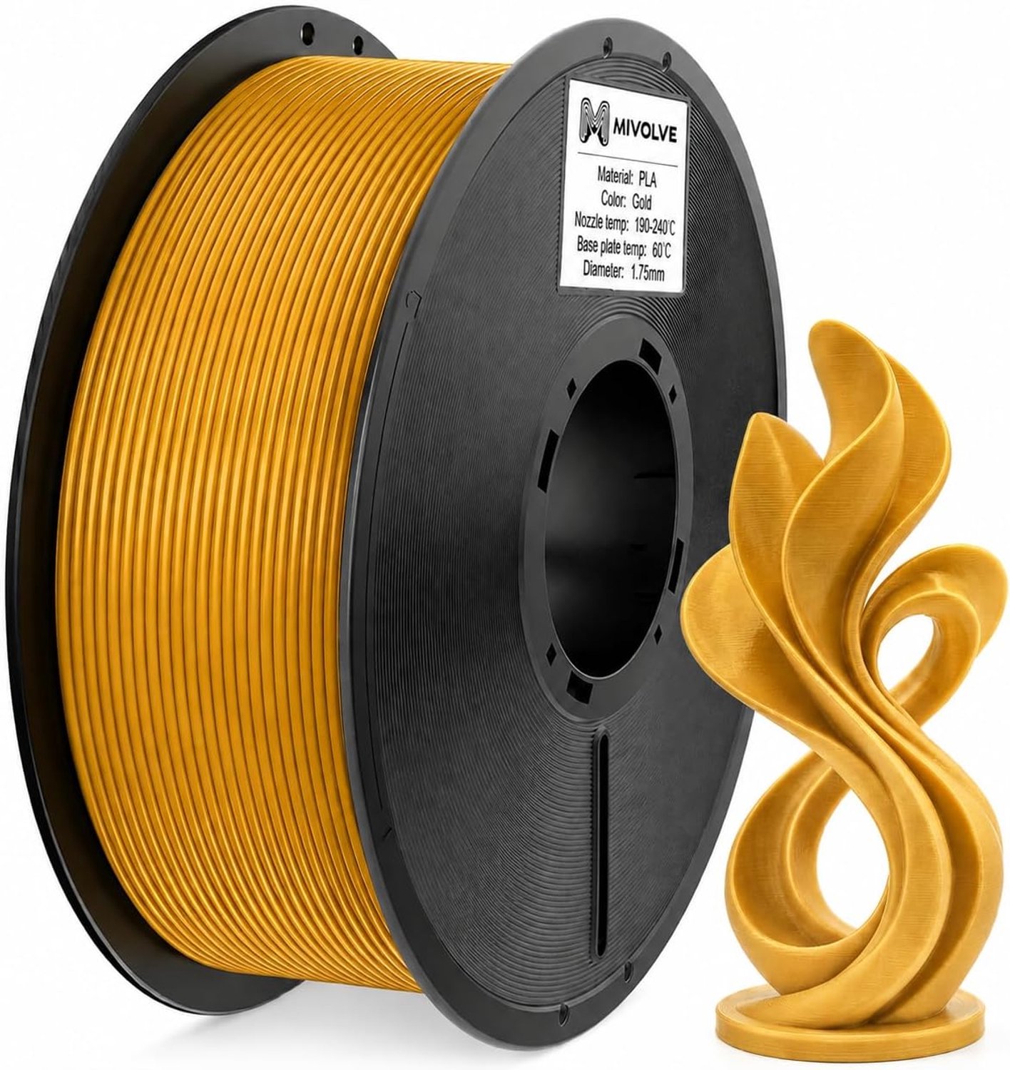 PLA-filament 1,75 mm - goud - hoge precisie - ideaal voor FDM 3D-printers, 1 kg - m-winkel
