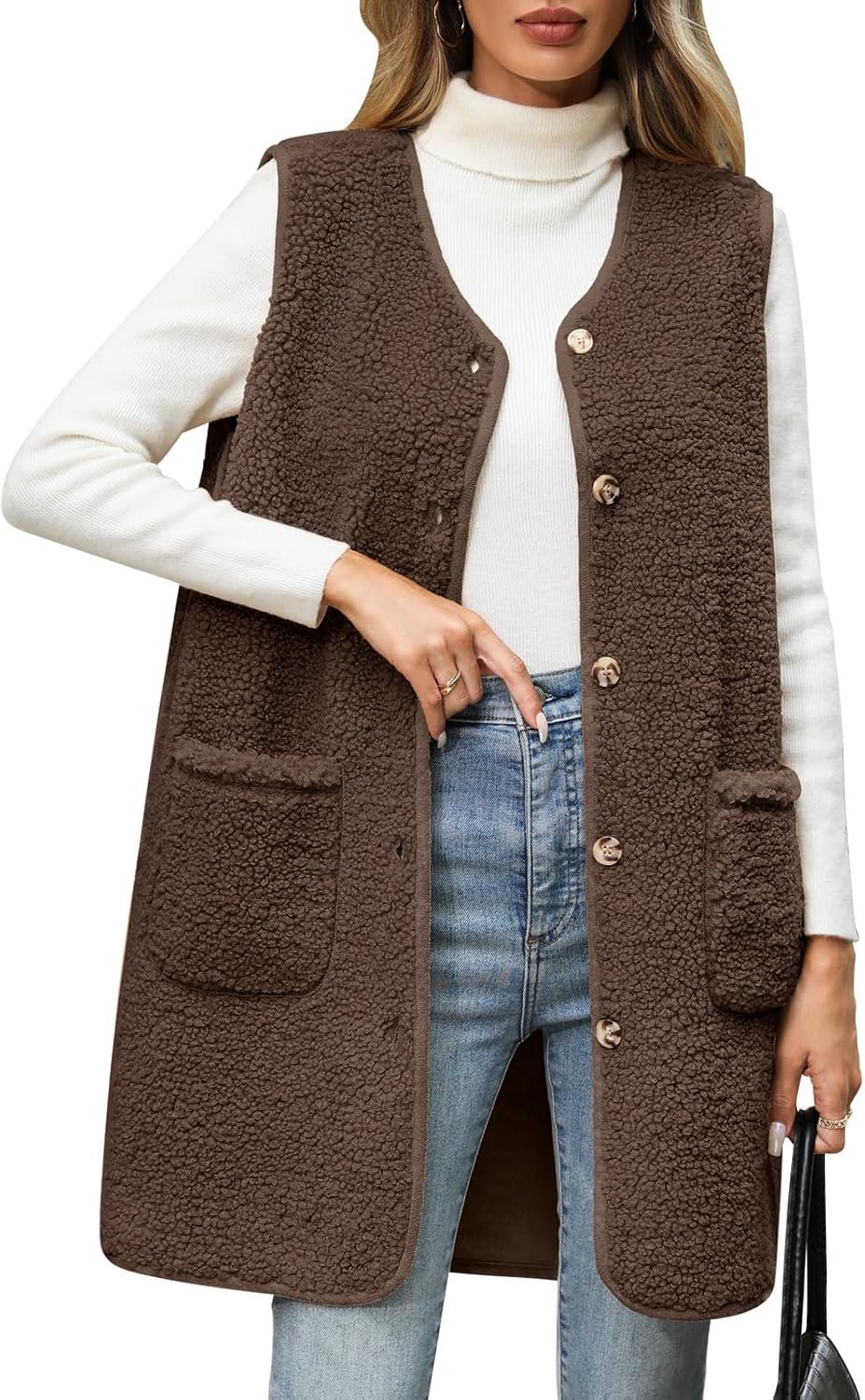 Teddy fleece vest voor dames