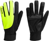Rogelli fietshandschoenen in zwart en neongeel met gewatteerde handpalm en touchscreen-compatibele vingertop.