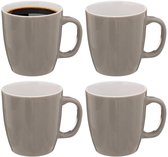 5Five Koffiekopjes Colorama - 4x stuks - Keramiek - grijs - 180 ml - 7 x 9 cm - voor de basic koffiemachine