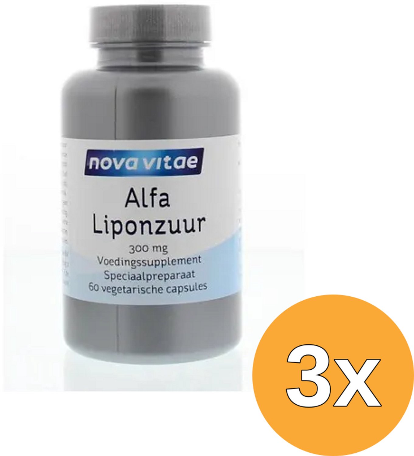 3x Nova Vitae Alfa Liponzuur 300 Mg (60 vega capsules)