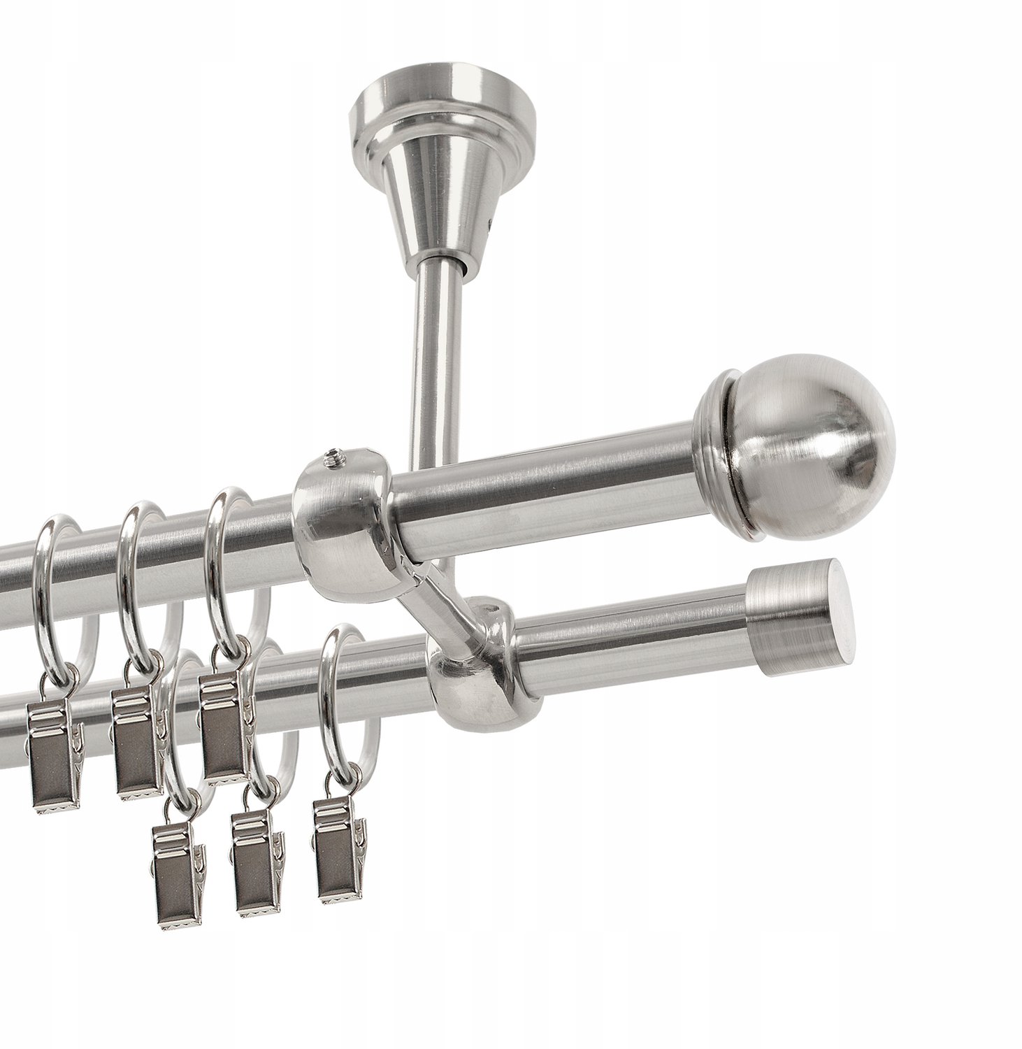 Dubbele Metalen Gordijnstang 19mm 180cm met Stille Wieltjes