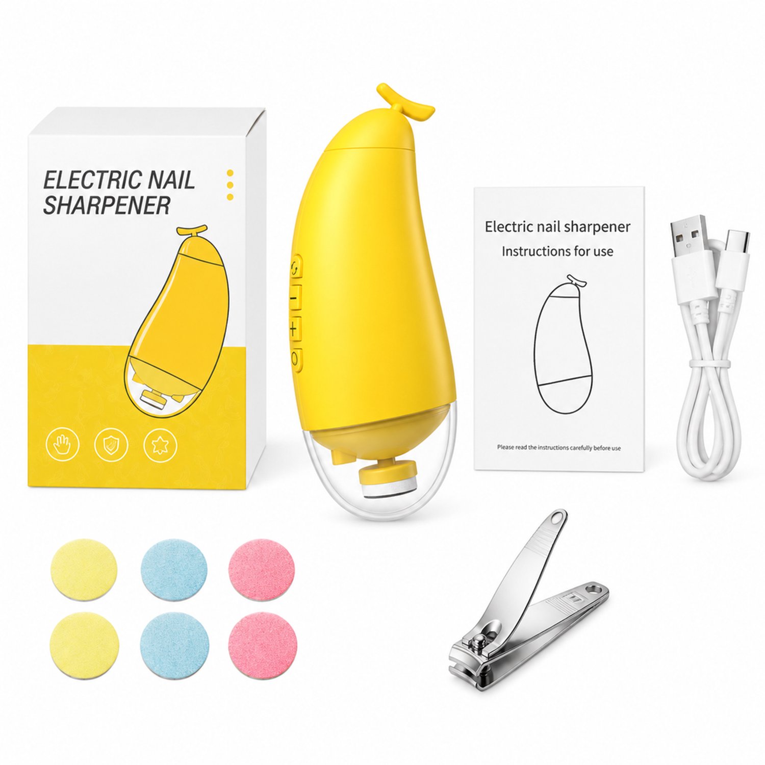 Elektrische nagelknipper - kindermodel geel 06 - Engelse verpakking - basisverpakking