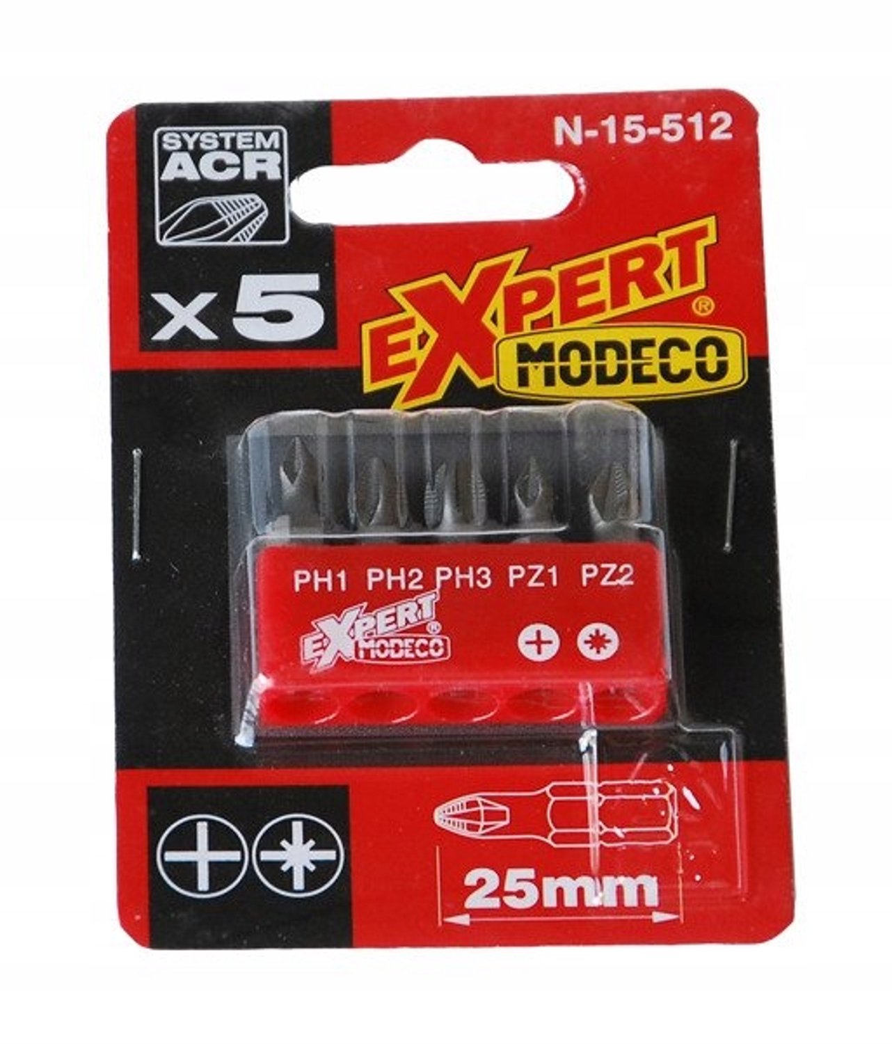 Modeco Bitset 25mm 5 Delen PH1/PH2/PH3/PZ1/PZ2