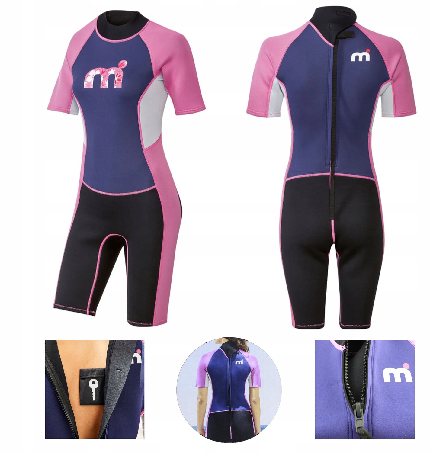 Merkloze Dames Neopreen Duikpak Kort 2.5mm met Zak - Maat L