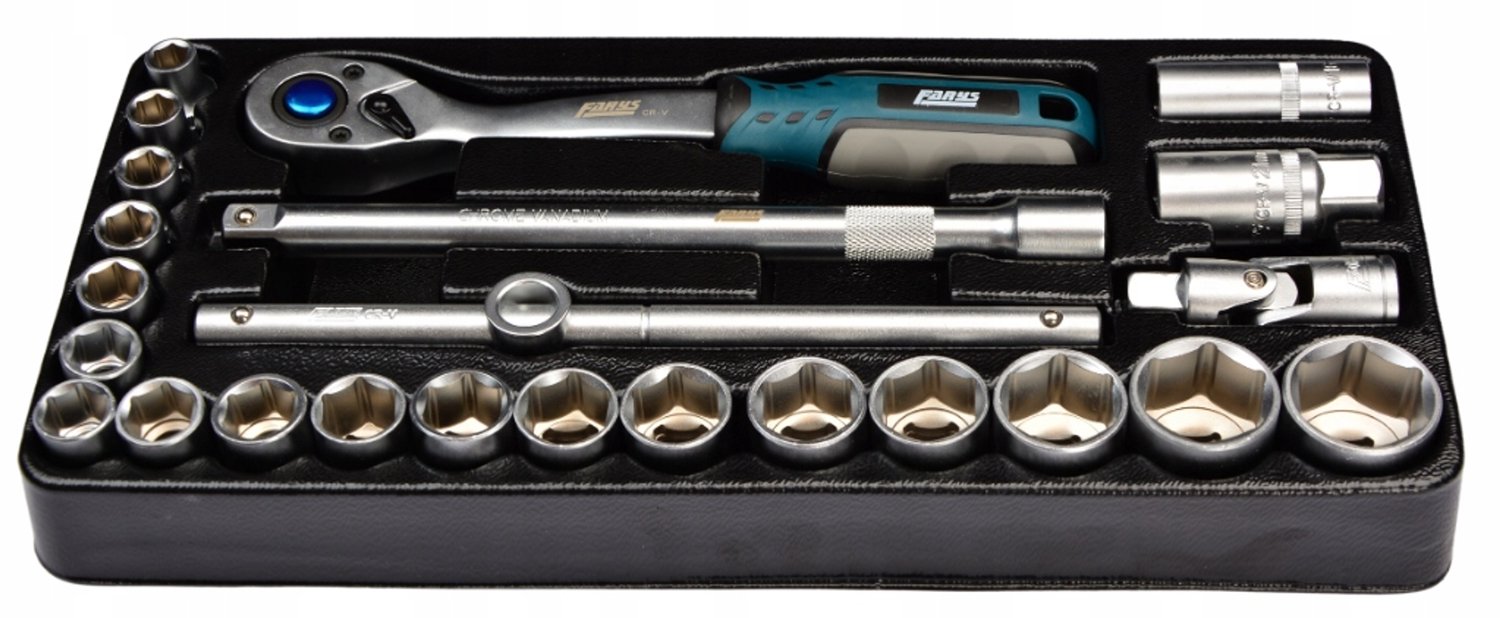 Farys FR1838: 24-delige DOP-set met 1/2" ratel, inzetstuk