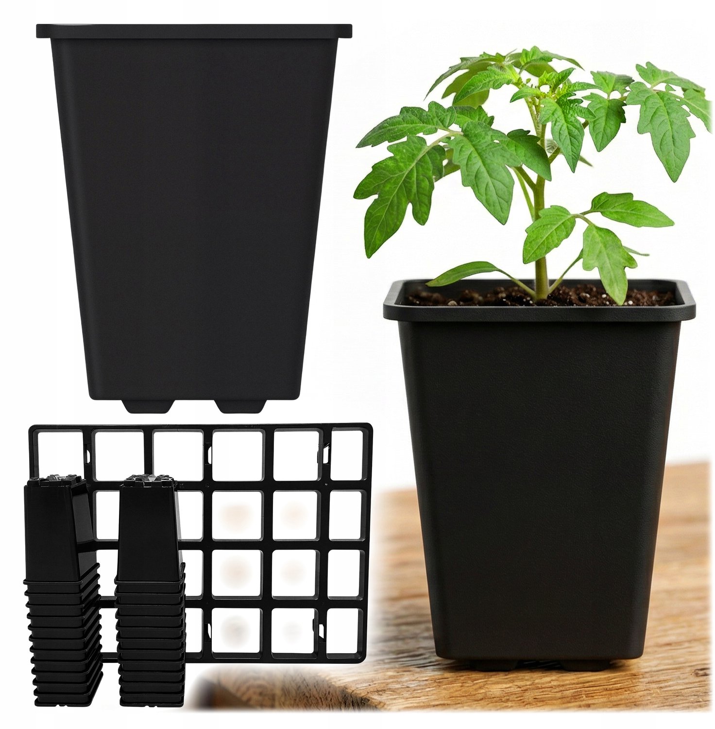 Set van 24 Plantenbakken met Transporttray - 0.8L