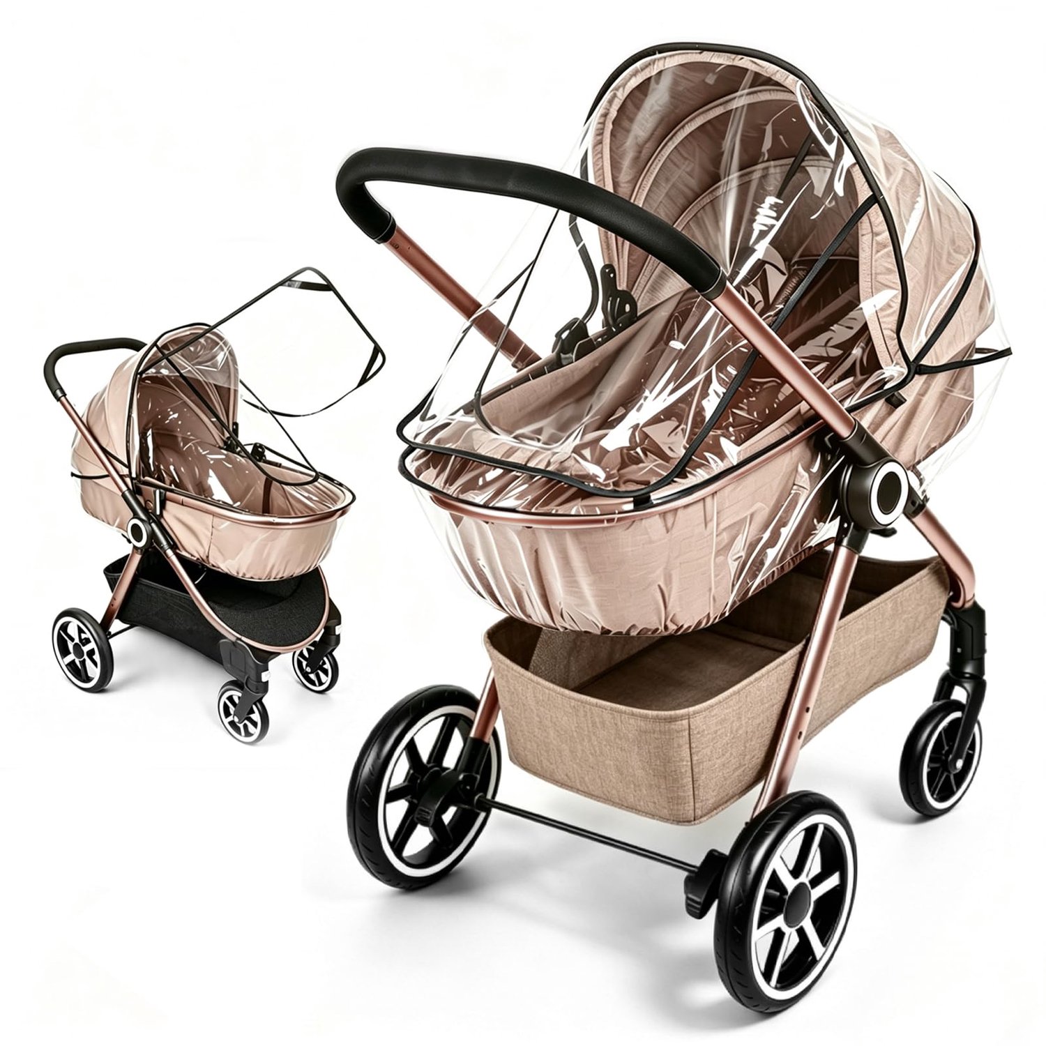Famanu - Regenponcho voor Kinderwagen - Bescherming tegen regen en wind - Transparant met venster - 1 stuk